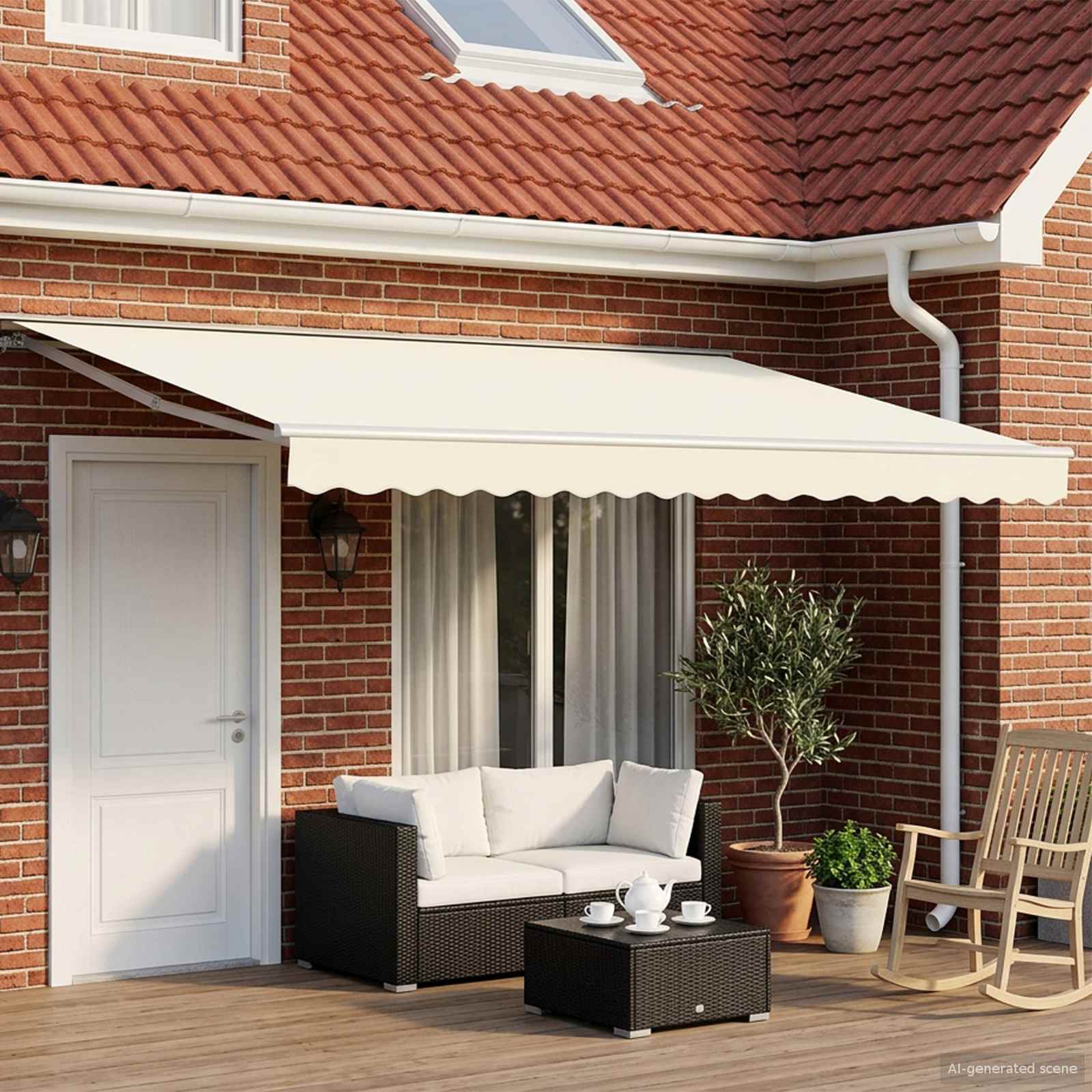 Ručni okvir tende s LED-ima Krema i bijela 4 × 3 m