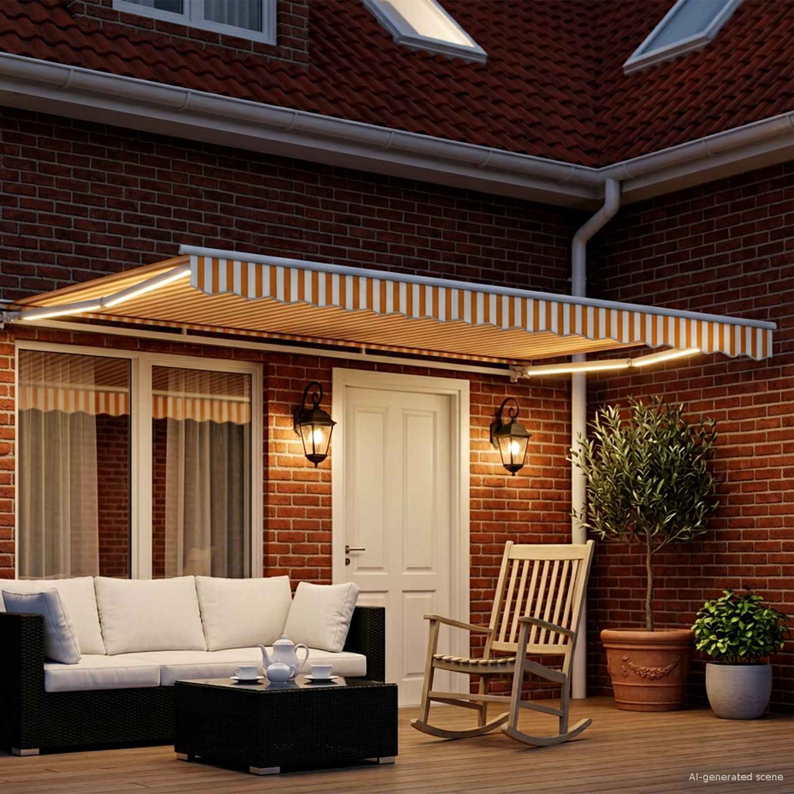 Ručni okvir tende s LED-ima Žuta i bijela 4 × 3 m