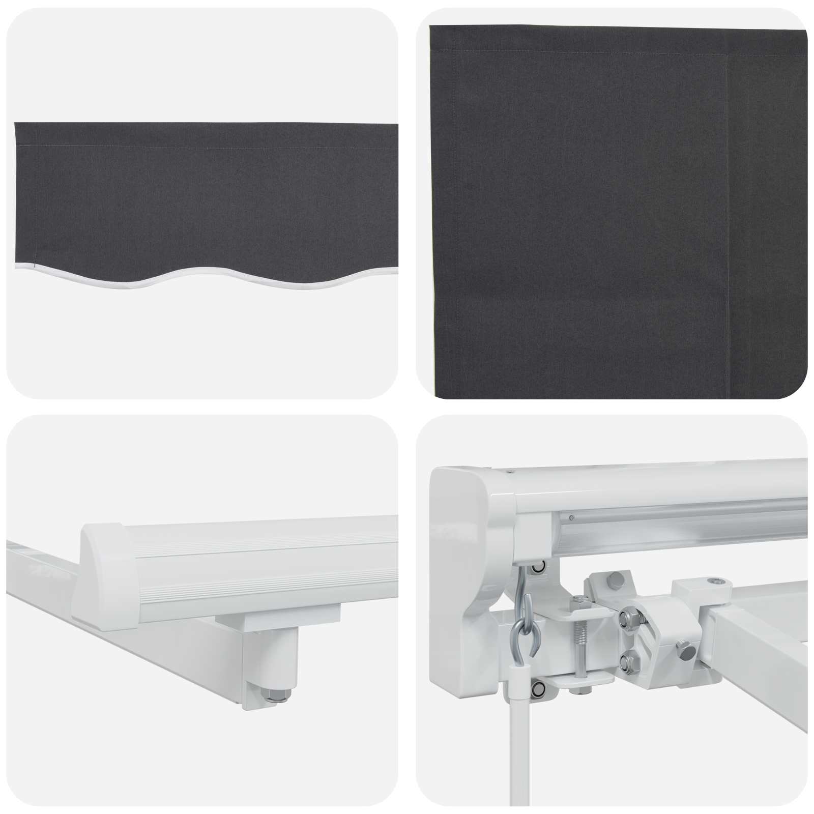 Ručni okvir tende s LED-ima Bijela, Siva, Antracit 4 × 3 m