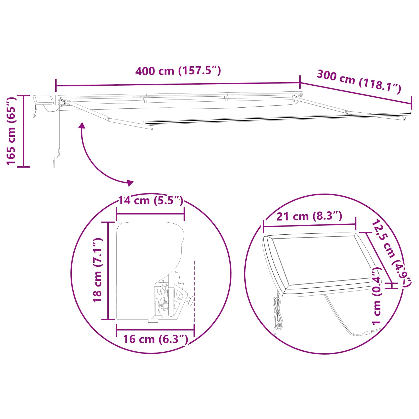 Ručni okvir tende s LED-ima Plava, Narančasta, Bijela 4 × 3 m