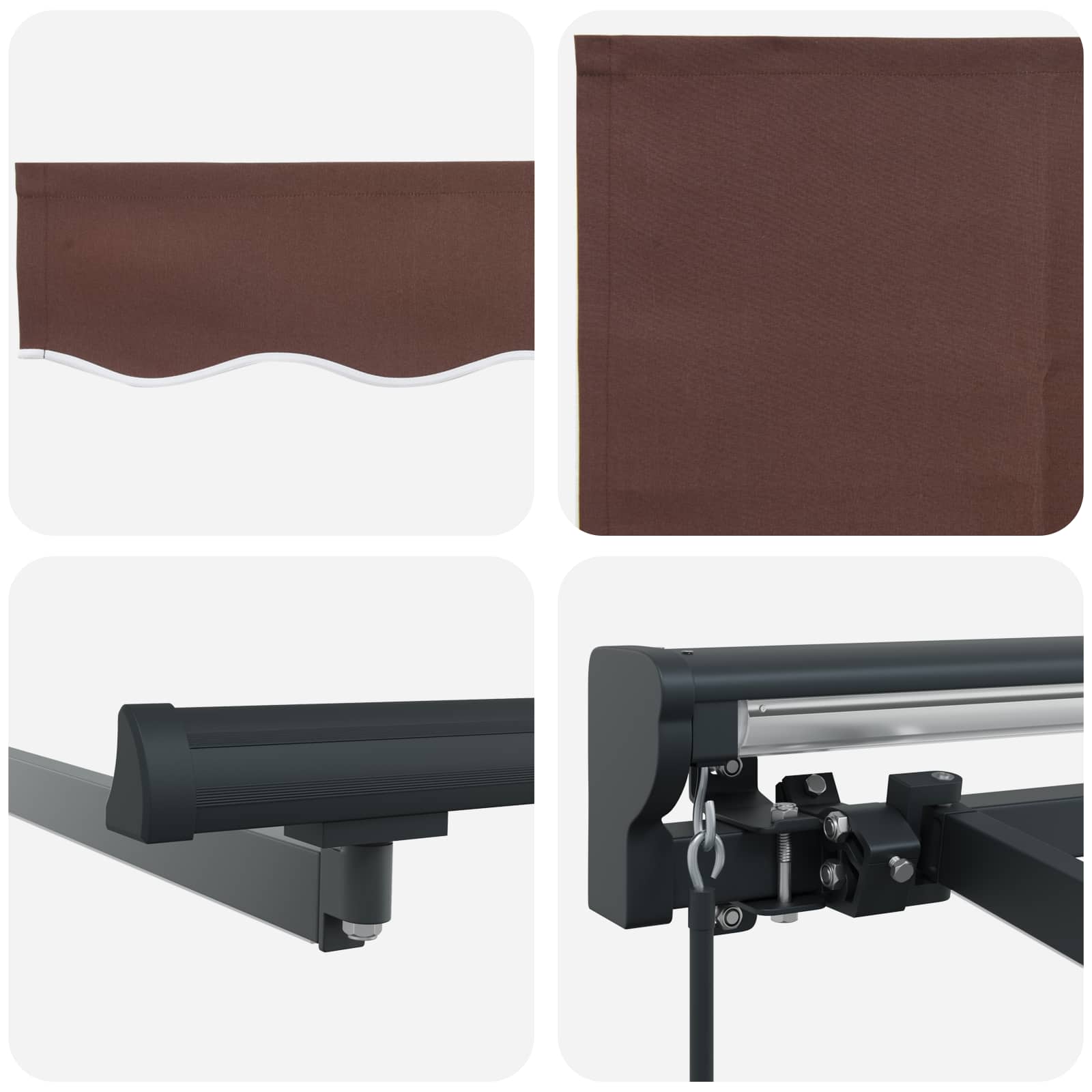 Ručni okvir tende s LED-ima Smeđa i antracit 3,5 x 2 m