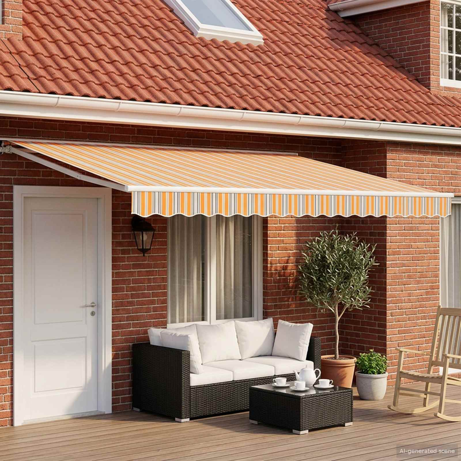 Električna retraktabilna tenda Narančasta, Siva, Plava, Bijela
