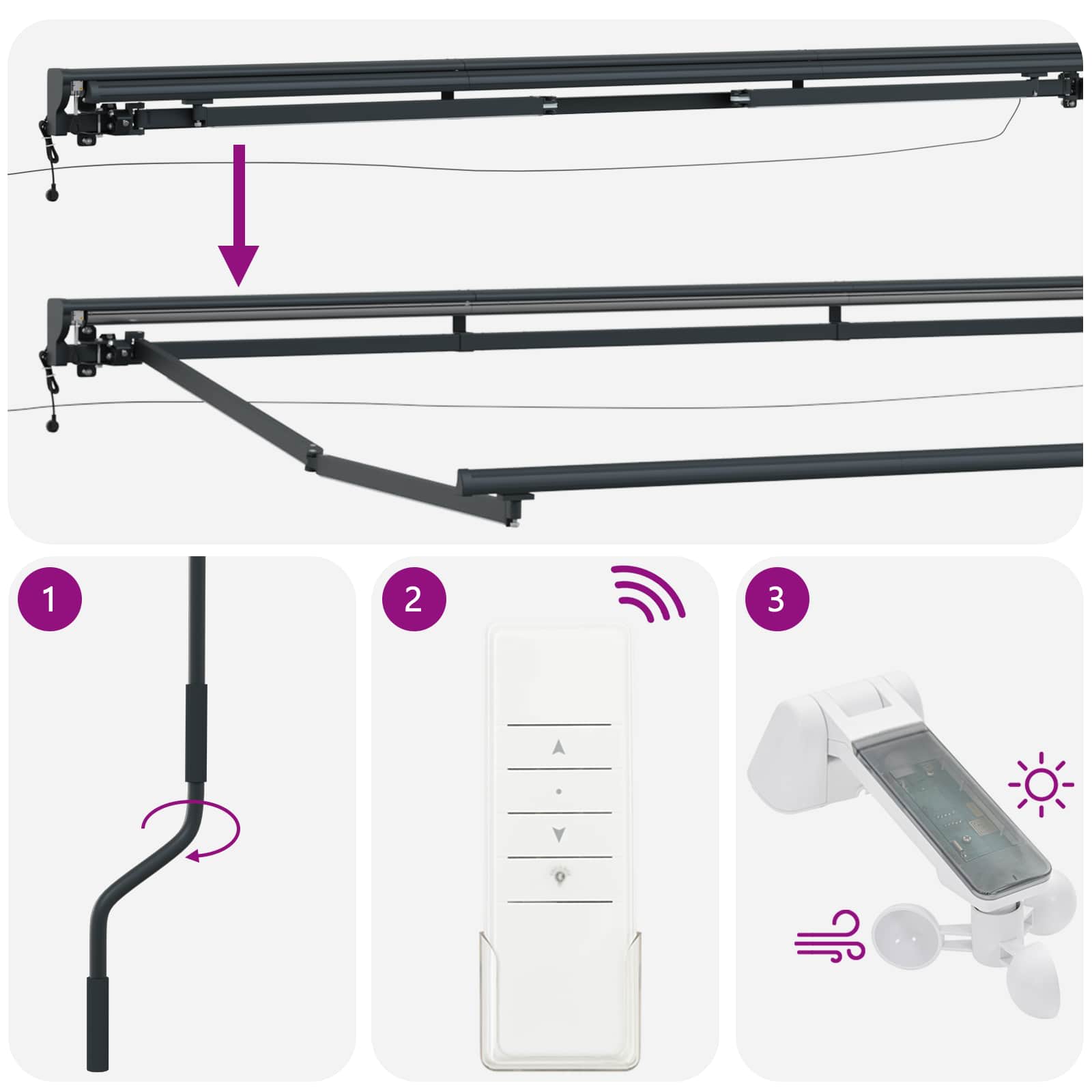 Električna retraktabilna tenda Bež i Antracit 4 x 2 m