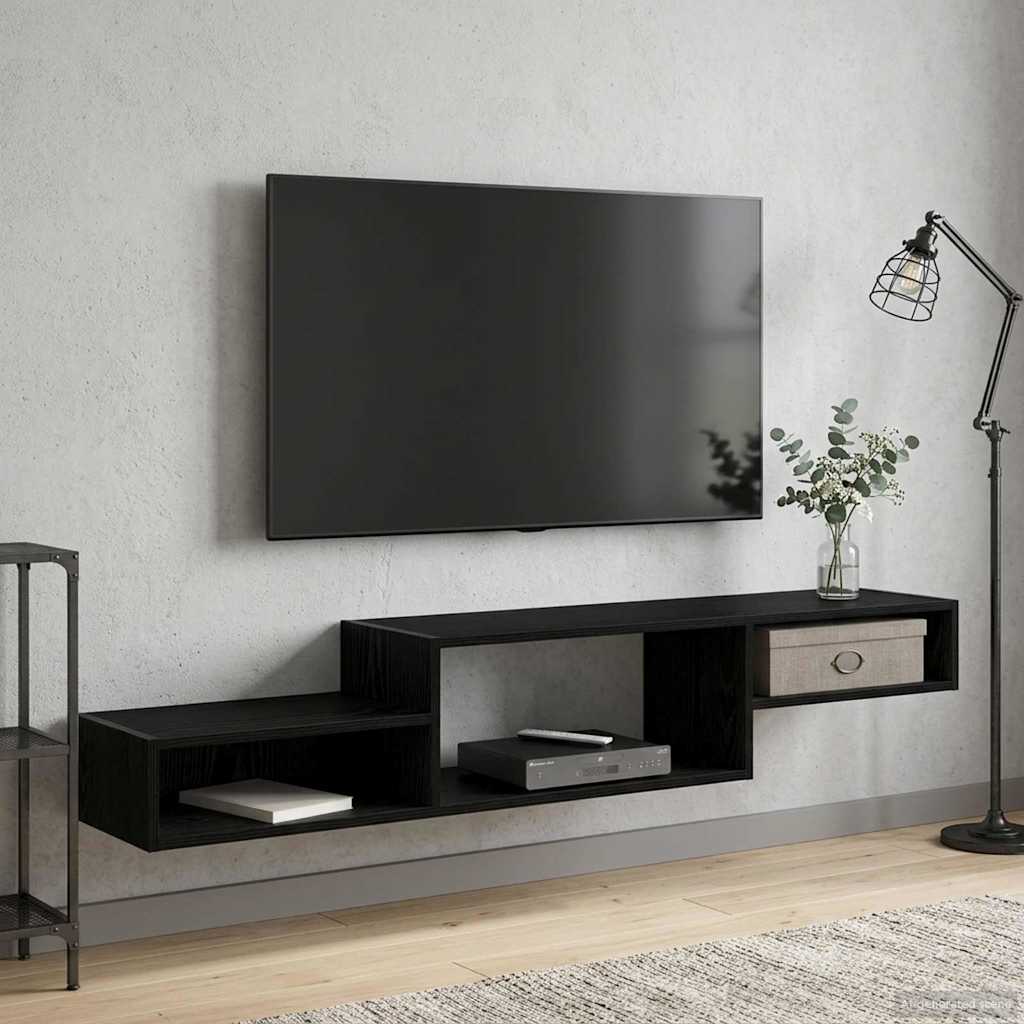 TV ormar za montažu na zid Zidna montaža Crni hrast