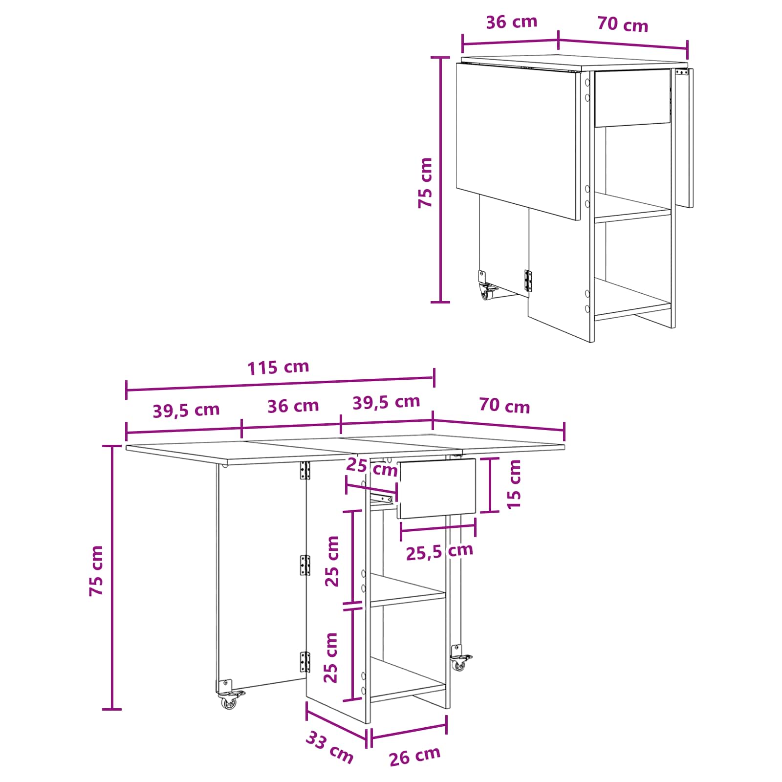 Blagovaonski stol 115 x 70 x 75 cm Konstruirano drvo