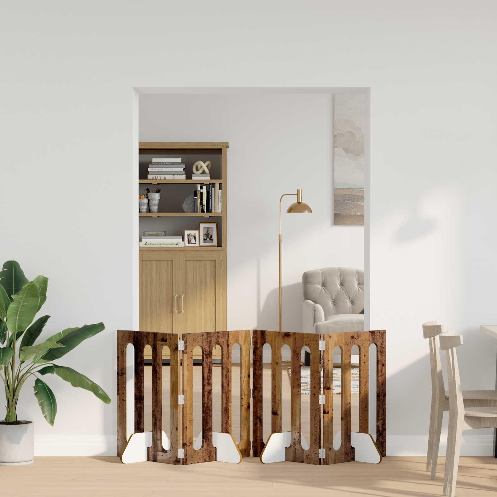 Preklopna ogradica za kućne ljubimce 4 pcs Drvo hrasta