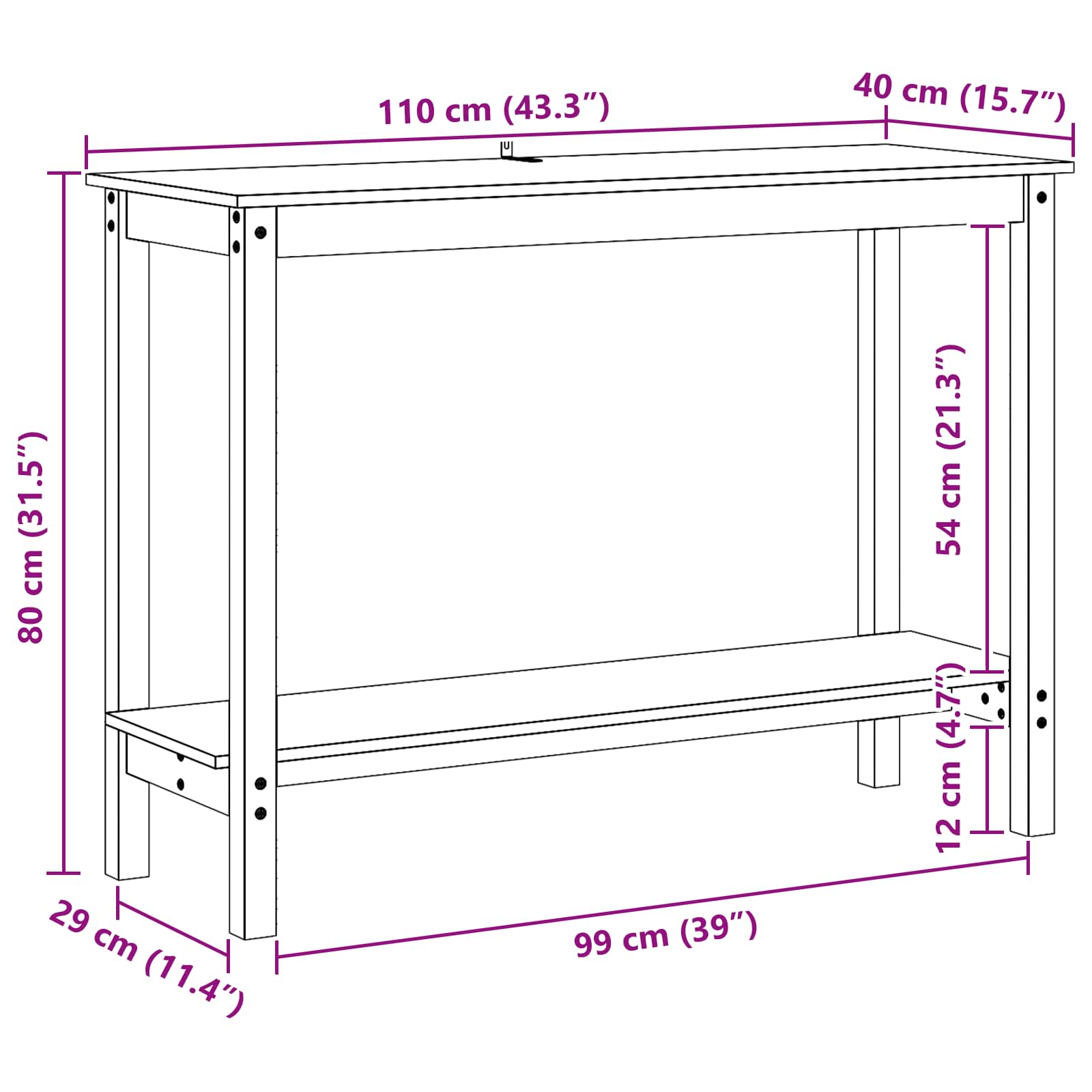 Konzolna stolica Vosak Smeđa 110 x 40 x 80 cm Masivna borovina