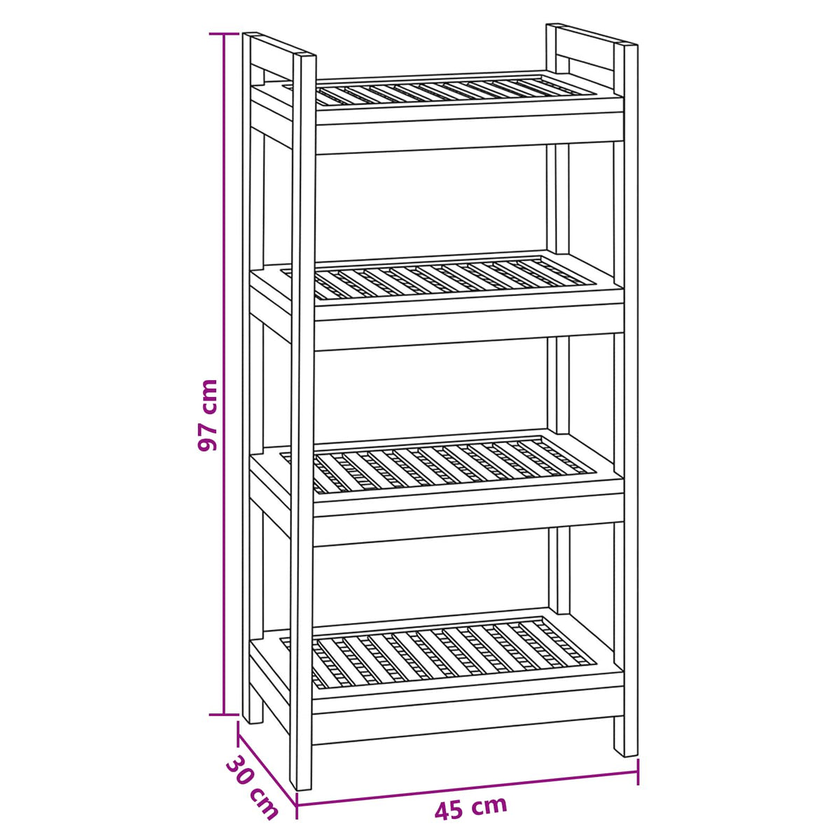Polica za kupaonicu Prirodna 45 x 30 x 97 cm Čvrsto teak drvo