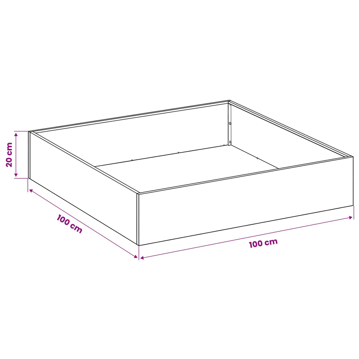 Vrtna saksija Rđa 100 x 100 x 20 cm Otporni čelik