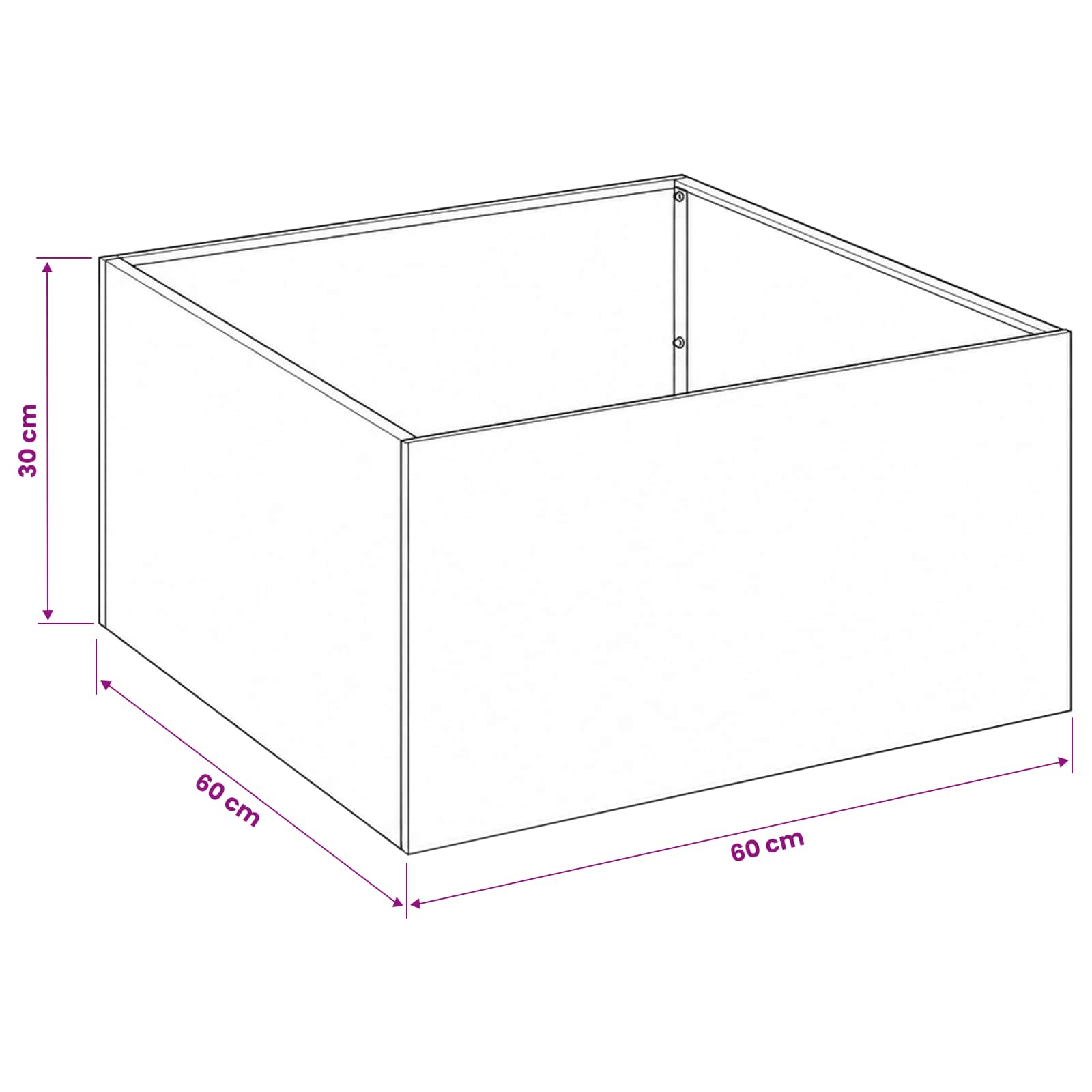 Vrtna saksija Srebrna 60 x 60 x 30 cm Pocinčani čelik