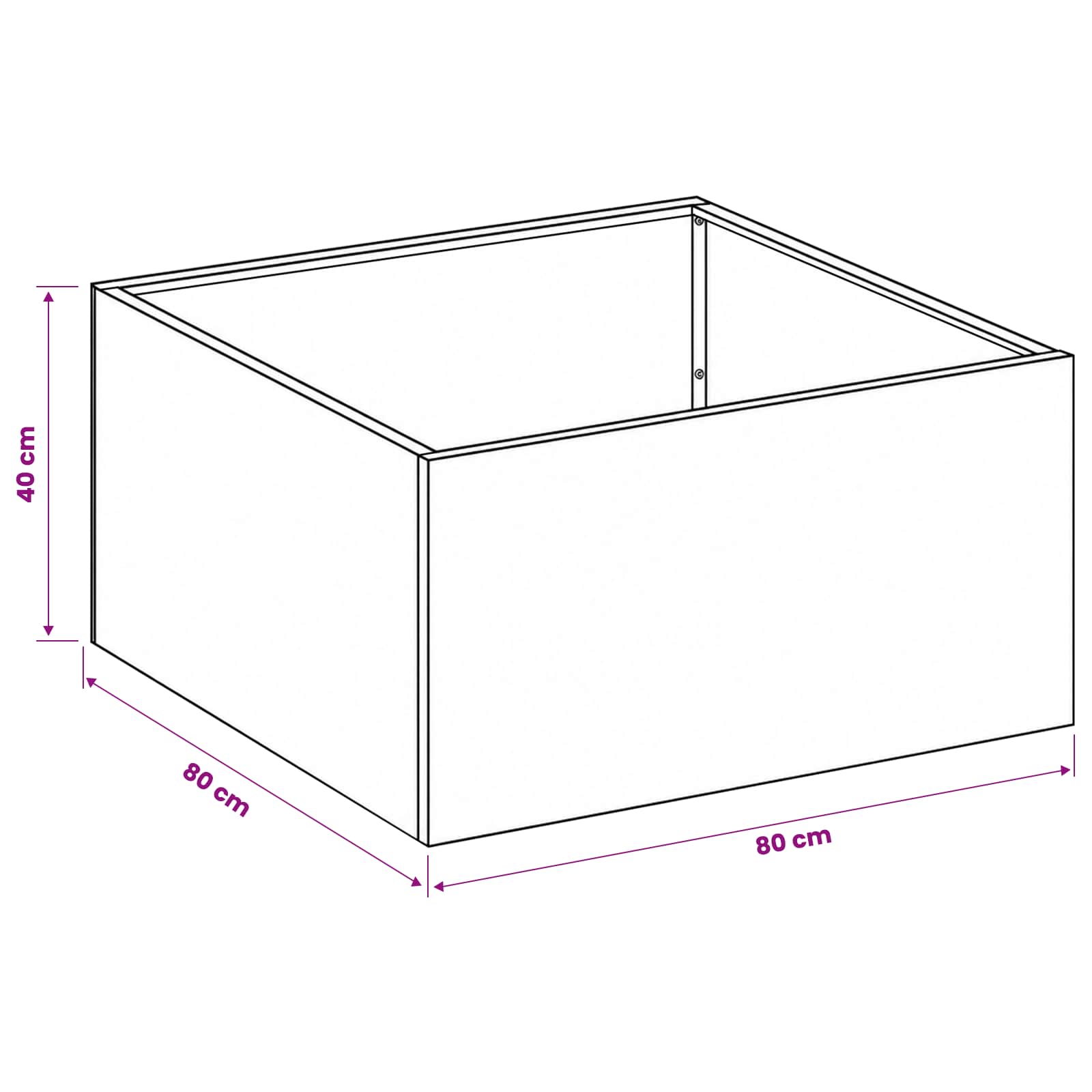 Vrtna saksija Srebrna 80 x 80 x 40 cm Pocinčani čelik