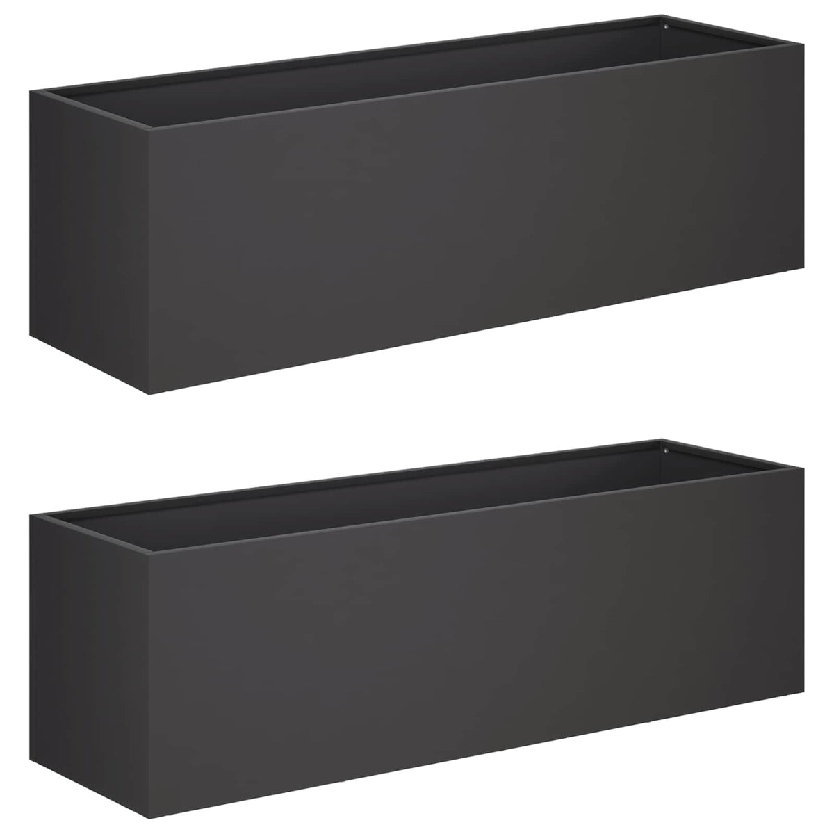 Vrtna saksija 2 kom. Crna 100 x 30 x 30 cm Čelična vrata