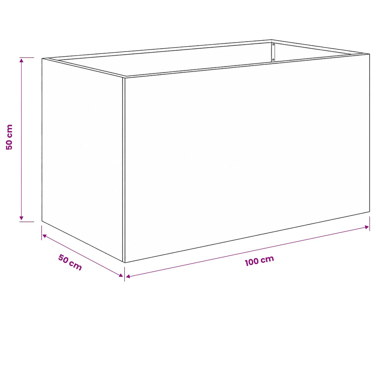 Vrtna saksija Crna 100 x 50 x 50 cm Čelična vrata