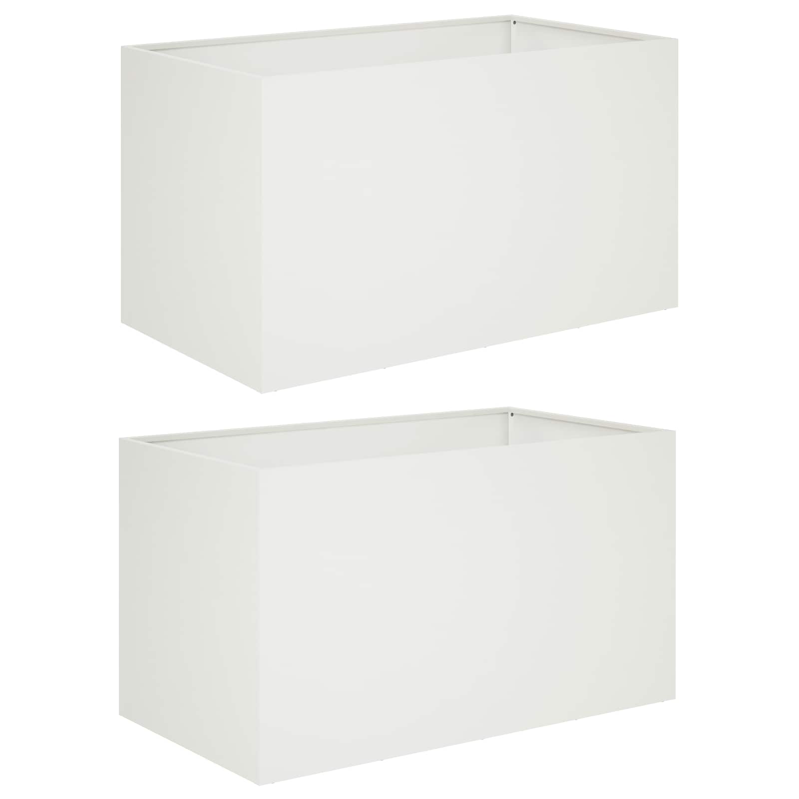 Vrtna saksija 2 kom. Bijela 100 x 50 x 50 cm Čelična vrata