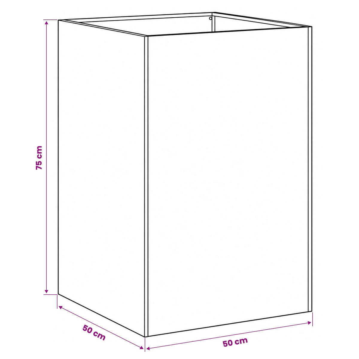 Vrtna saksija Srebrna 50 x 50 x 75 cm Pocinčani čelik