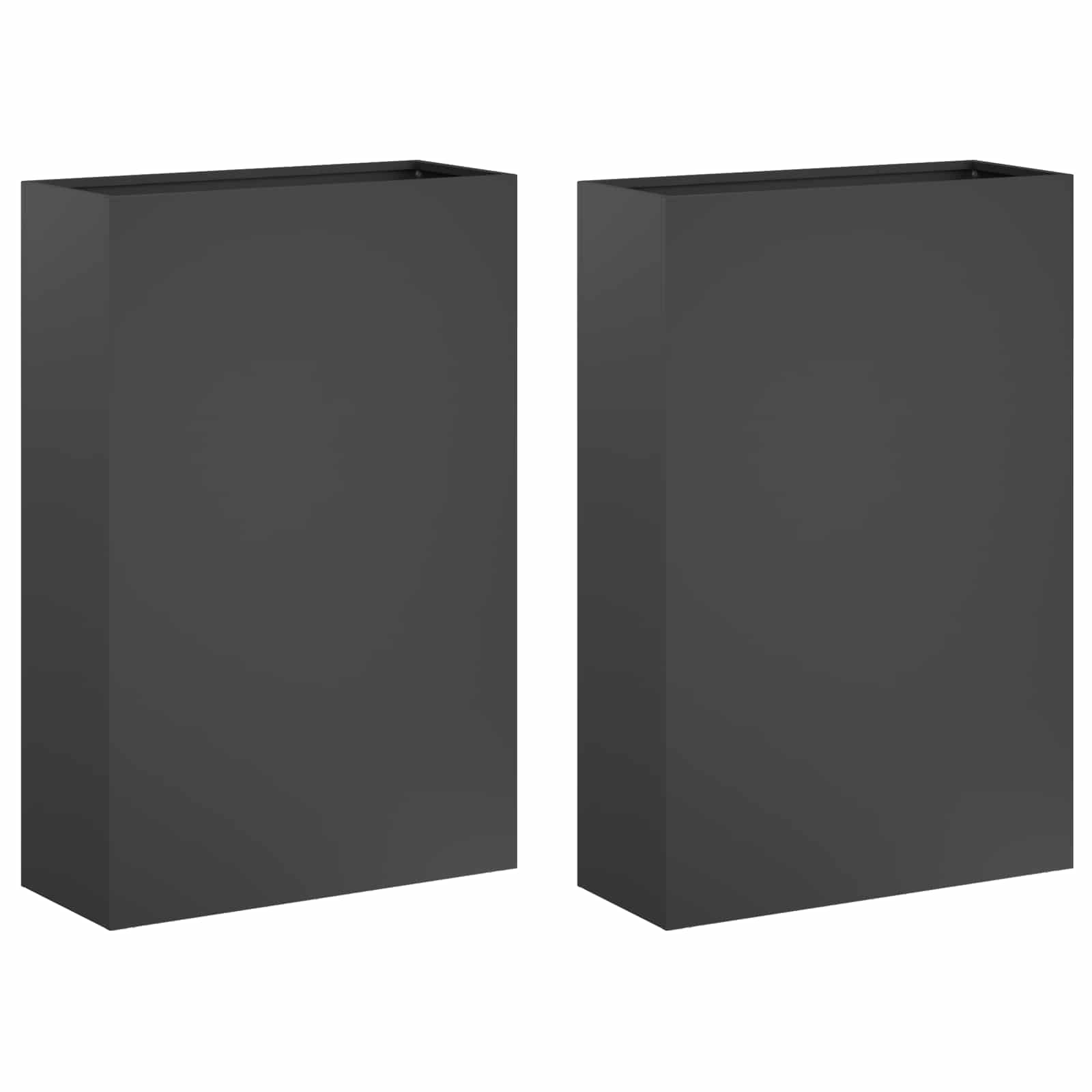 Vrtna saksija 2 kom. Antracit 50 x 20 x 75 cm Čelična vrata