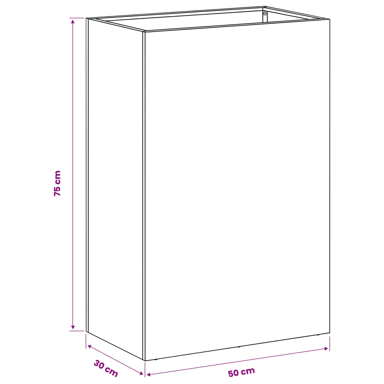 Vrtna saksija Bijela 50 x 30 x 75 cm Čelična vrata