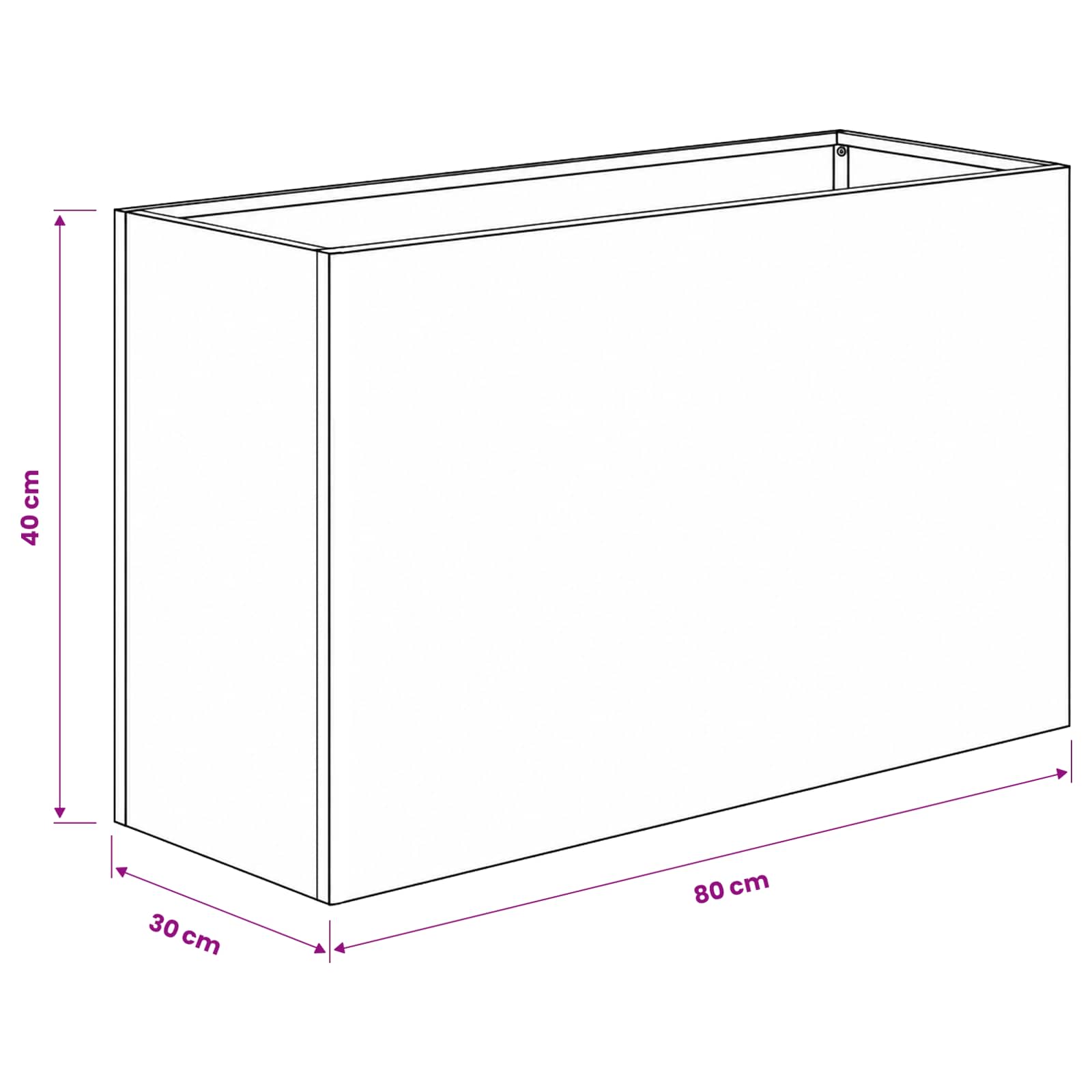 Vrtna saksija Srebrna 80 x 30 x 40 cm Pocinčani čelik