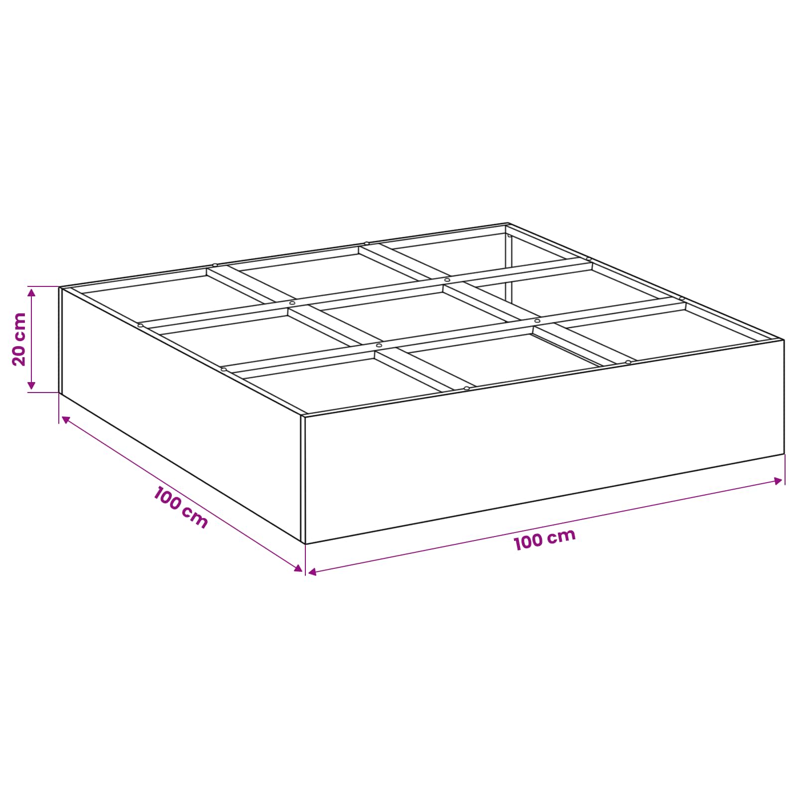 Vrtna saksija Crna 100 x 100 x 20 cm Čelična vrata