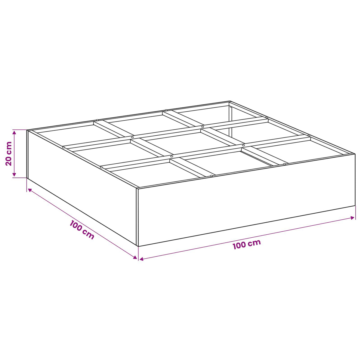 Vrtna saksija Srebrna 100 x 100 x 20 cm Pocinčani čelik
