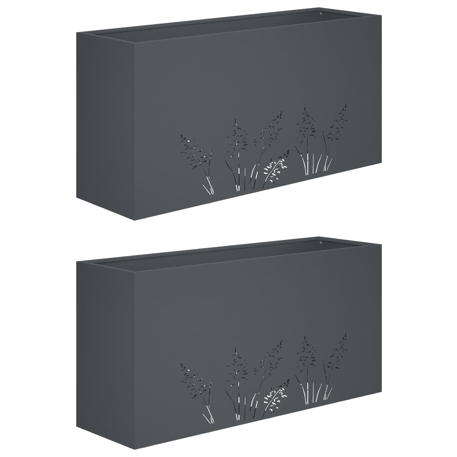 Vrtna saksija 2 kom. Antracit 100 x 20 x 49 cm Čelična vrata