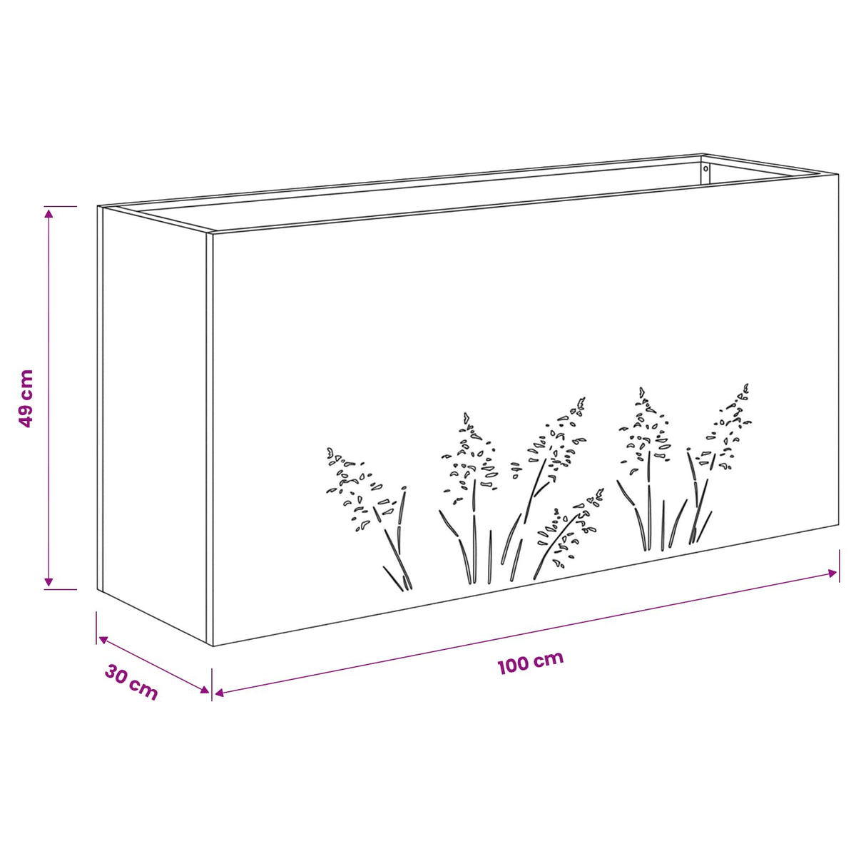 Vrtna saksija Bijela 100 x 30 x 49 cm Čelična vrata
