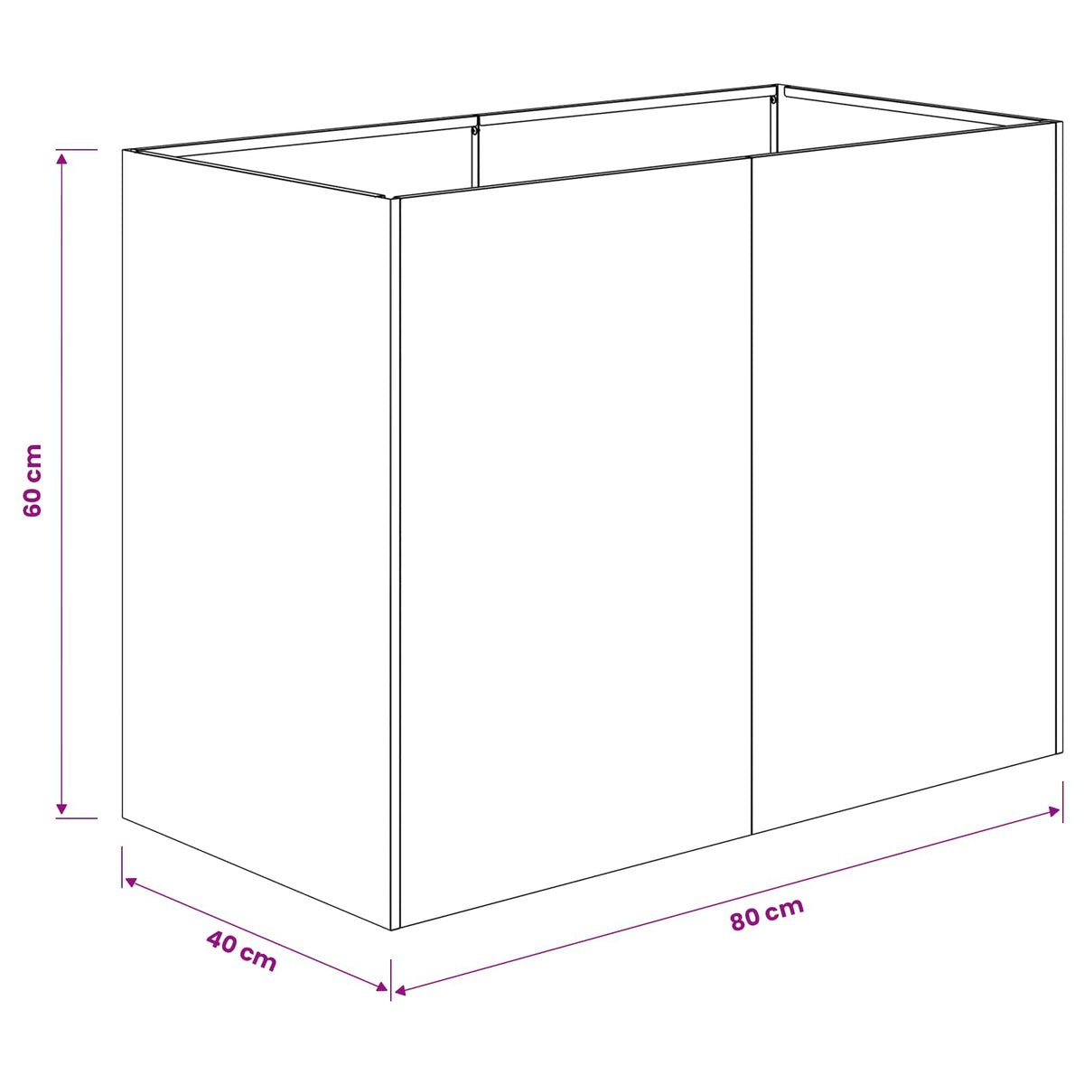 Vrtna saksija Antracit 80 x 40 x 60 cm Čelična vrata