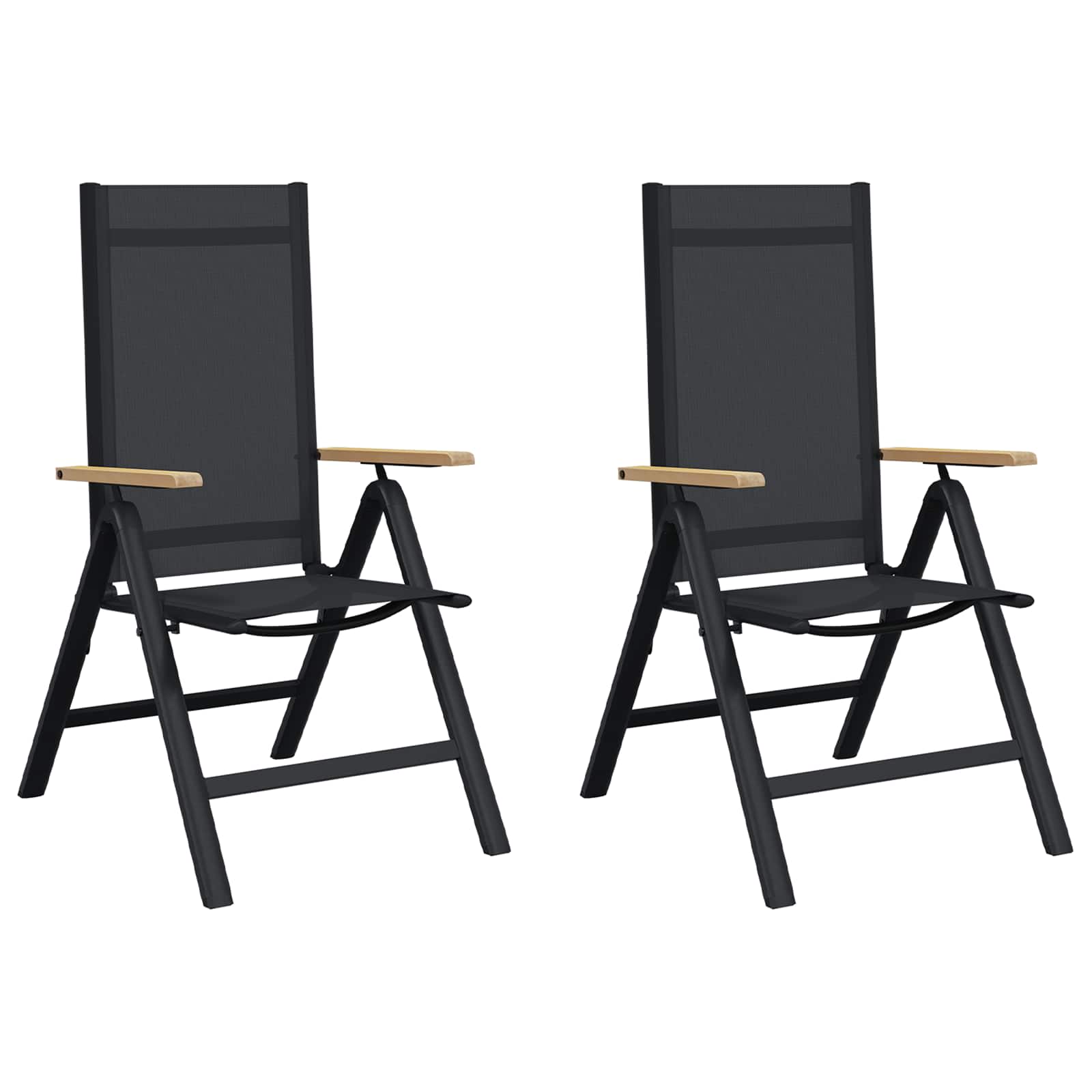 Ležaljke u vrtu 2 pcs Crna 58 x 73 x 111,5 cm Tekstilen