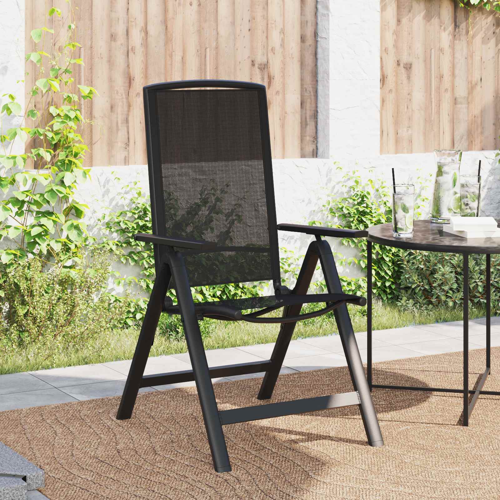 Ležaljke u vrtu 2 pcs Crna 58 x 71 x 112 cm Tekstilen