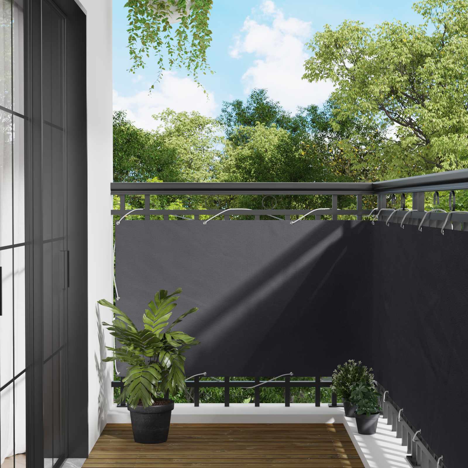 Balcony ekran Antracit 100 x 500 cm Oxford tkanina