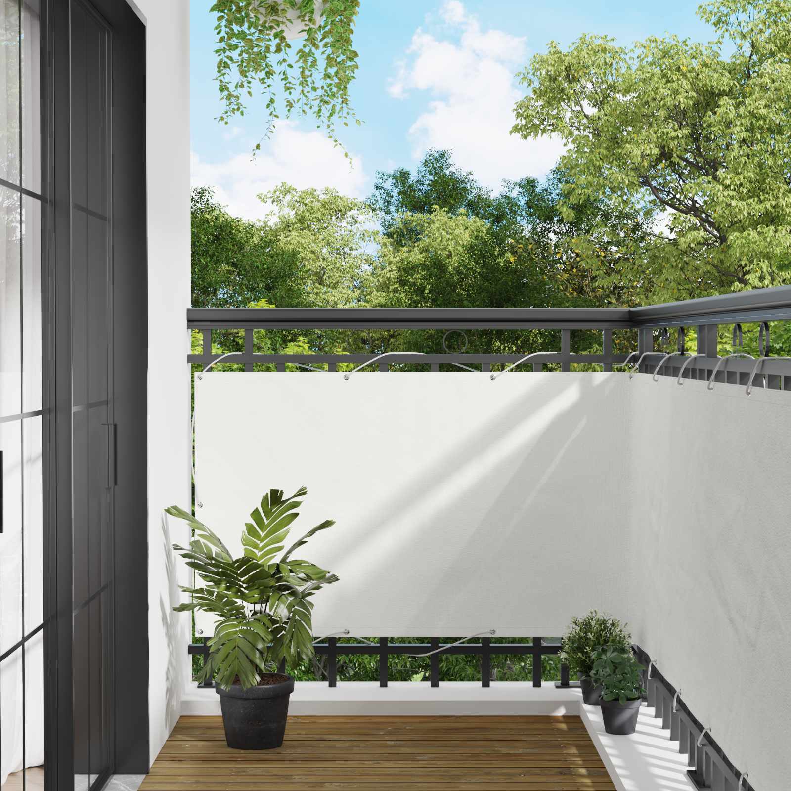 Balcony ekran Bijeli 100 x 1000 cm Oxford tkanina