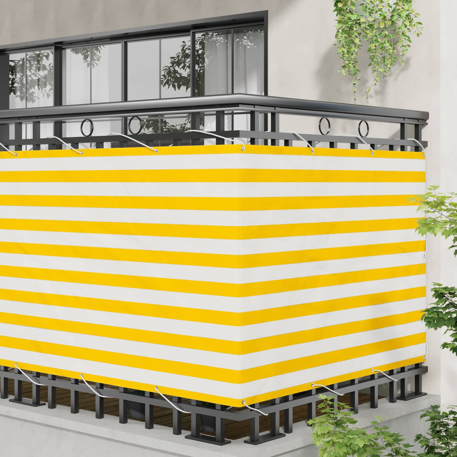 Balcony ekran Žuta i bijela 110 x 300 cm Oxford tkanina