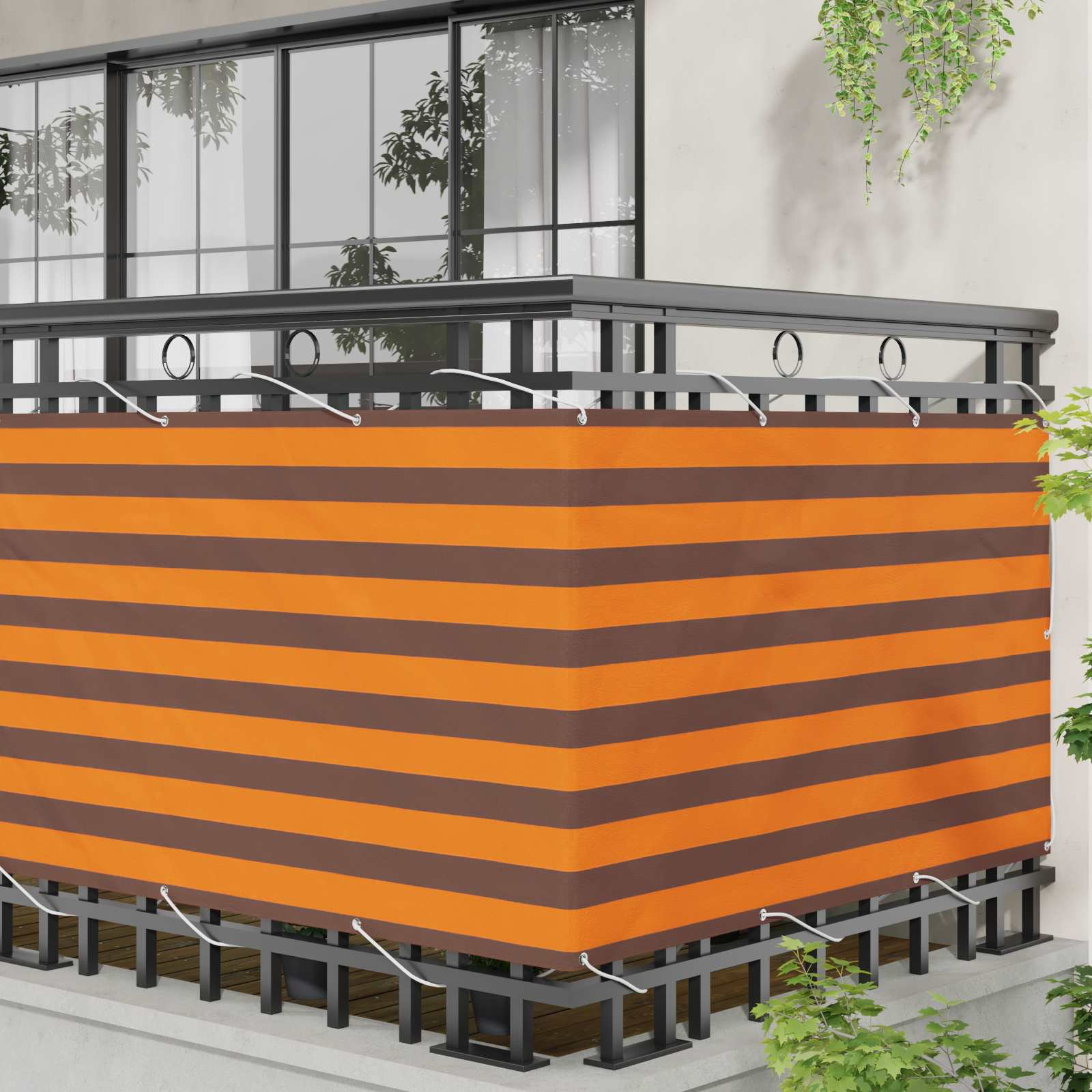 Balcony ekran Narančasta i smeđa 100 x 400 cm Oxford tkanina