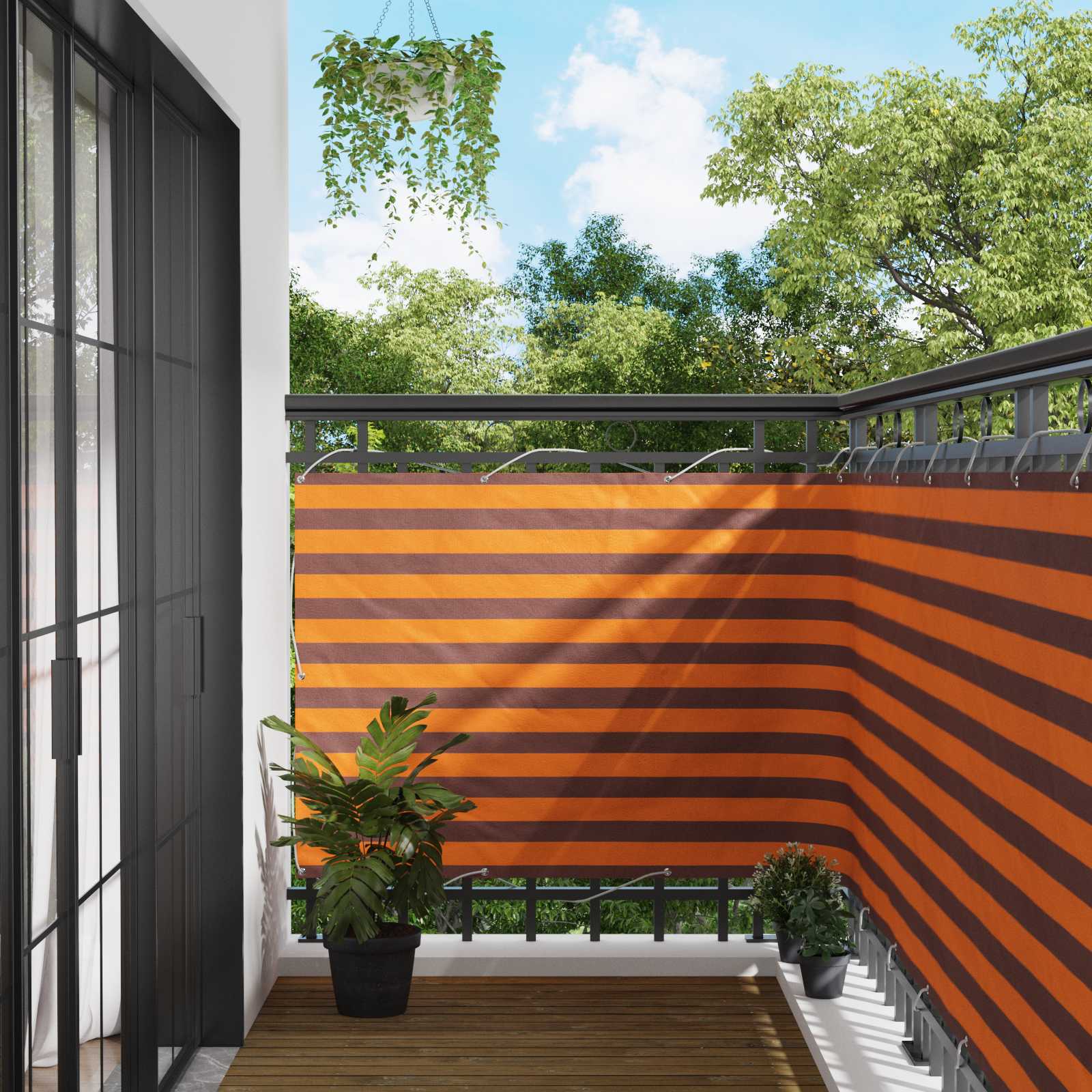 Balcony ekran Narančasta i smeđa 110 x 500 cm Oxford tkanina
