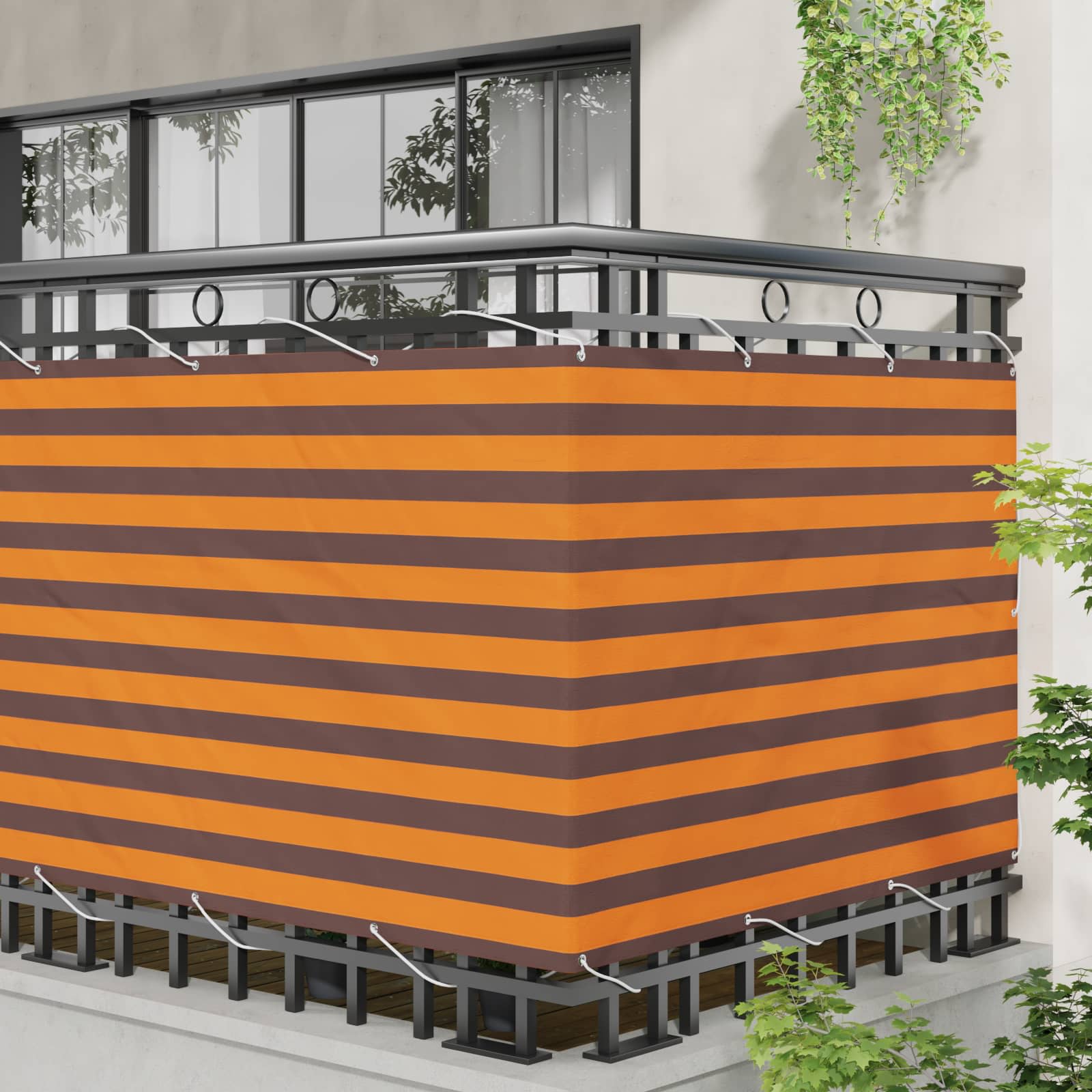 Balcony ekran Narančasta i smeđa 110 x 700 cm Oxford tkanina