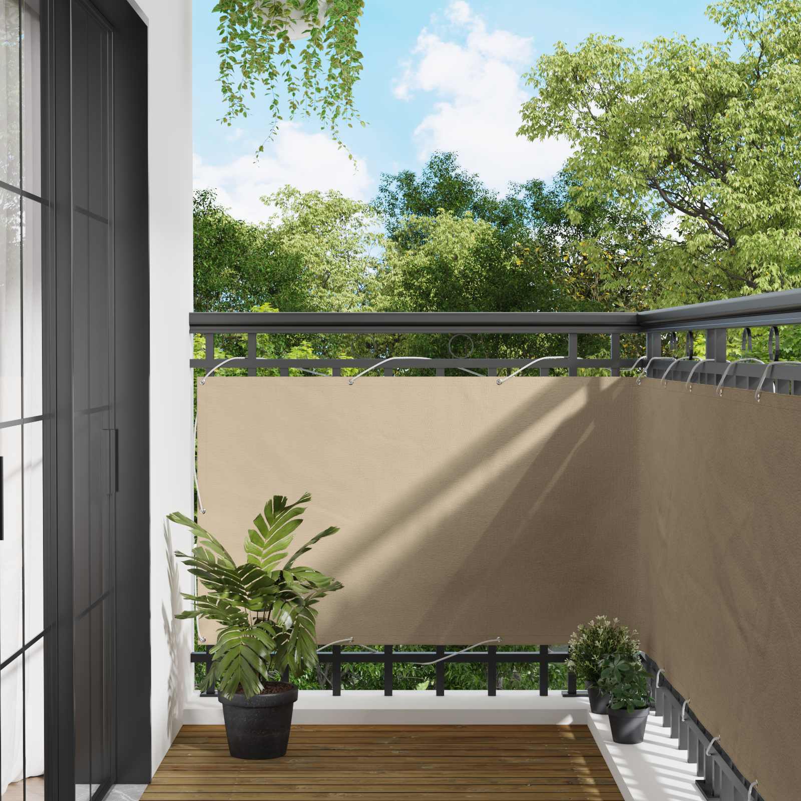 Balcony ekran Bež 100 x 400 cm Oxford tkanina