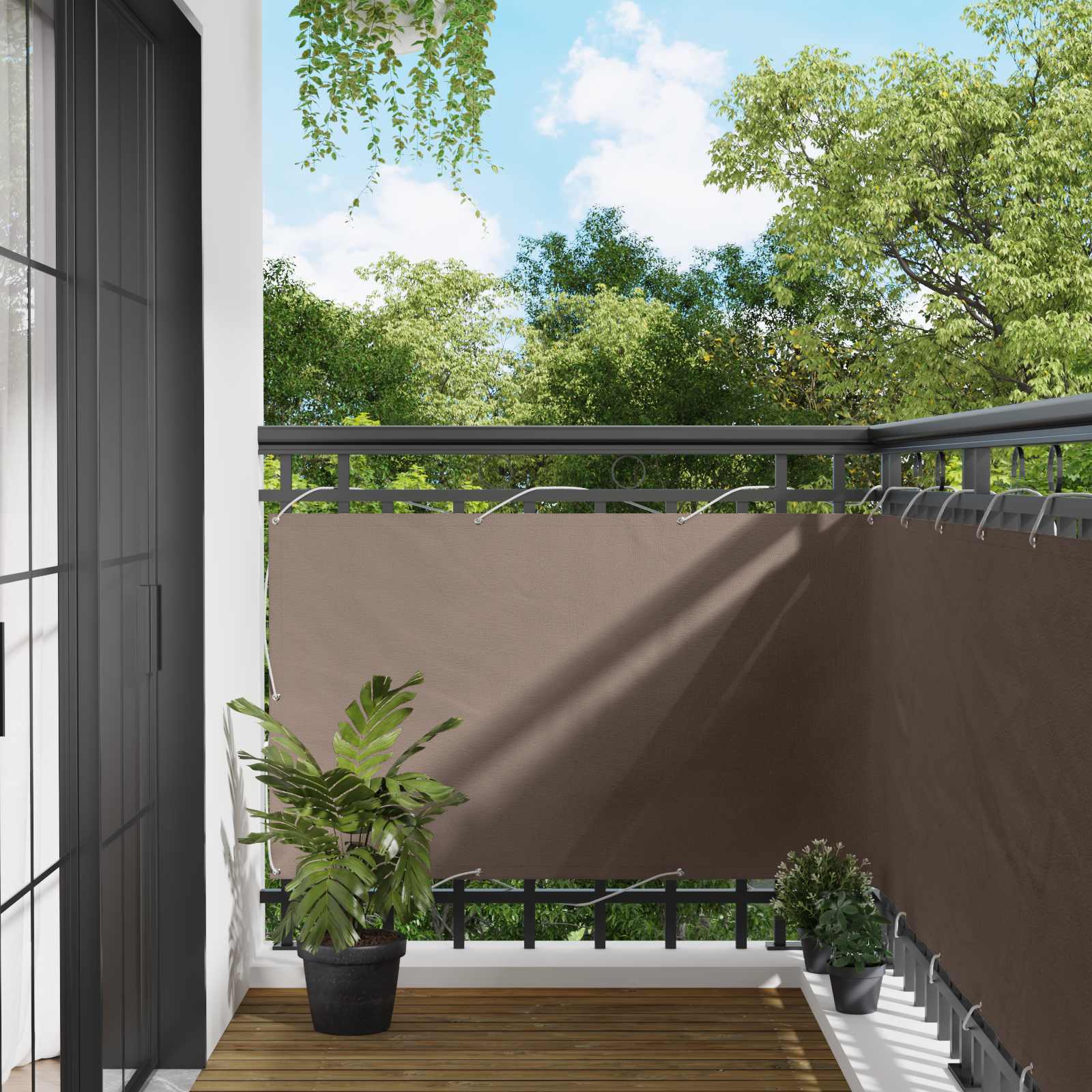 Balcony ekran Sivo-smeđa 100 x 300 cm Oxford tkanina