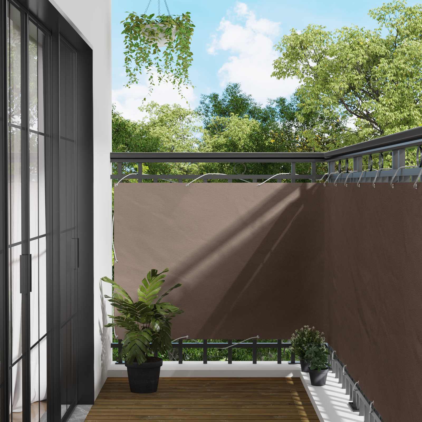 Balcony ekran Sivo-smeđa 110 x 800 cm Oxford tkanina