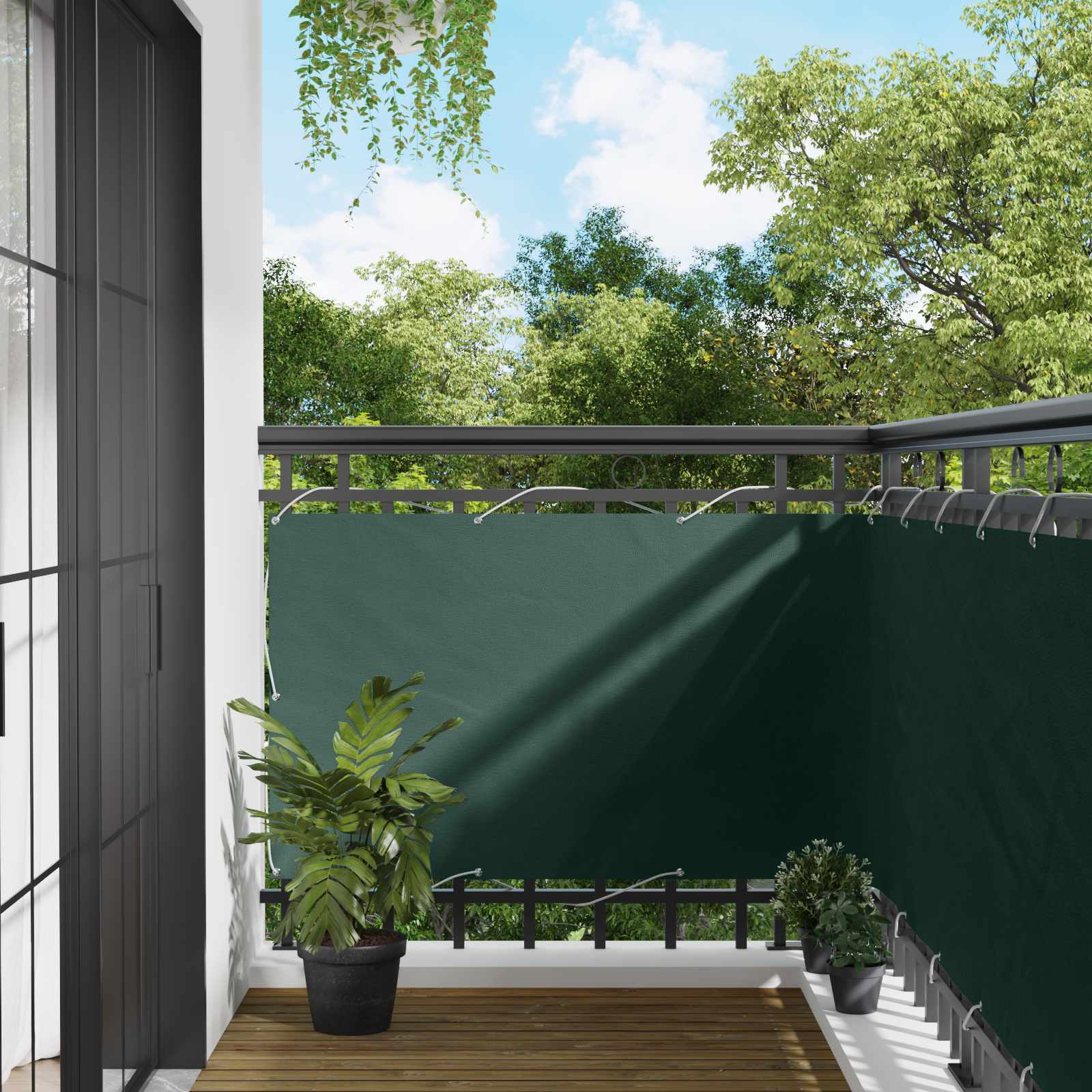 Balcony ekran Tamnozelena 100 x 600 cm Oxford tkanina