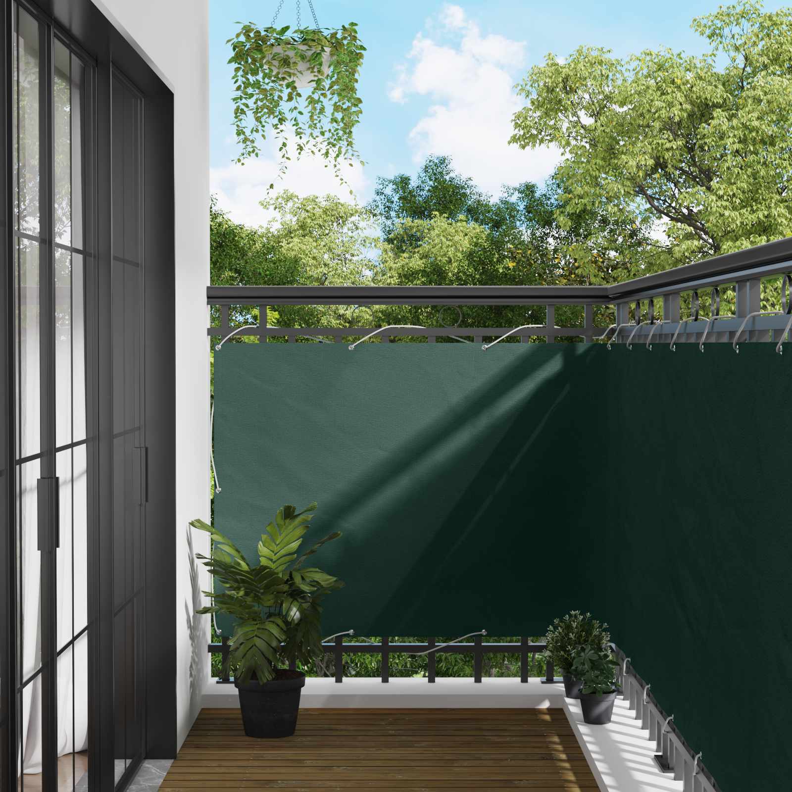 Balcony ekran Tamnozelena 110 x 200 cm Oxford tkanina