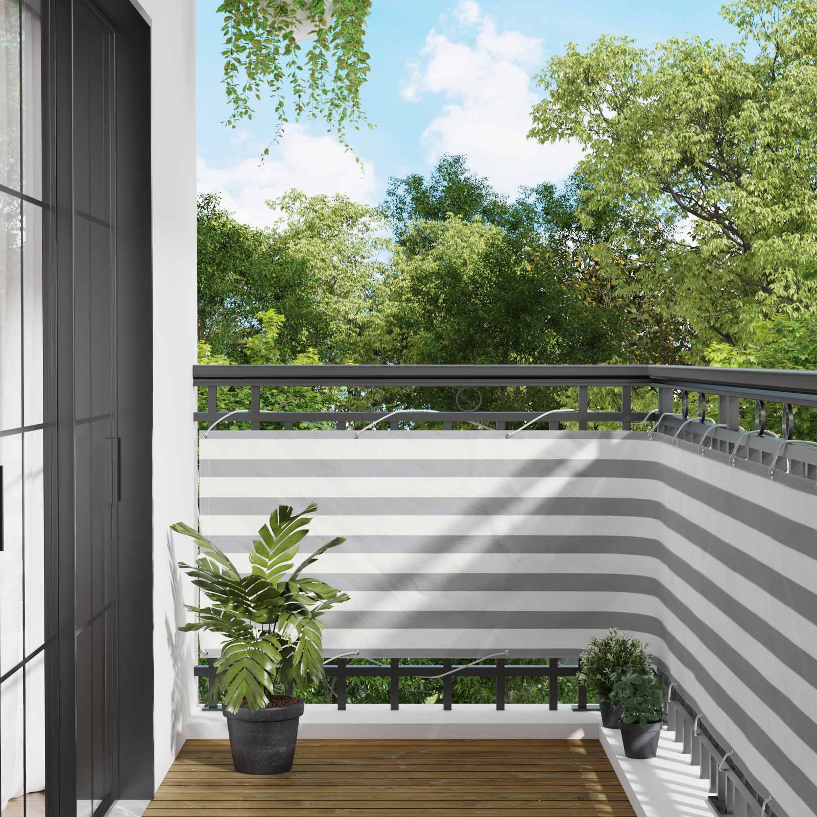 Balcony ekran Svijetlo siva i bijela. 75 x 200 cm