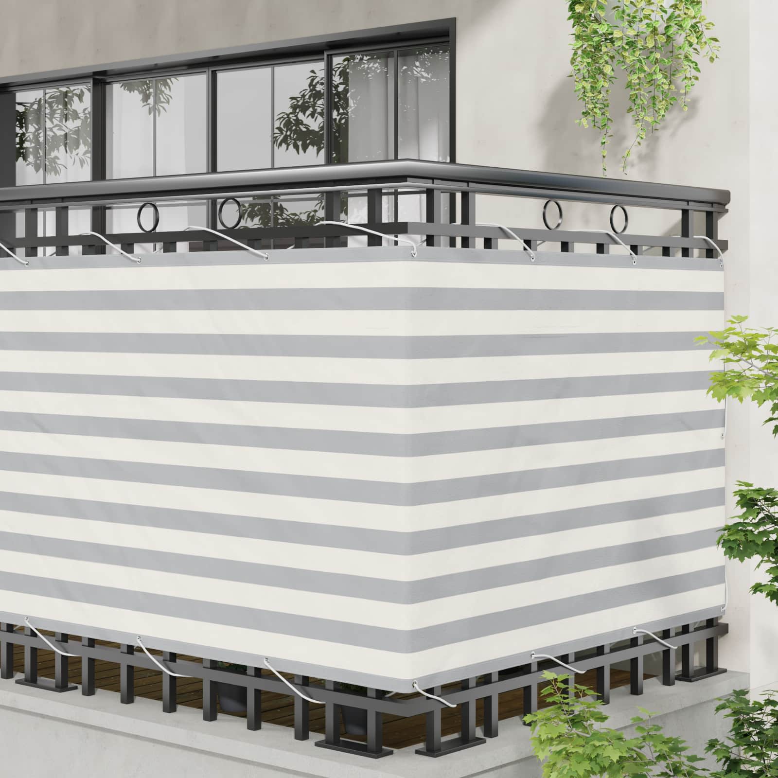 Balcony ekran Svijetlo siva i bijela. 120 x 600 cm