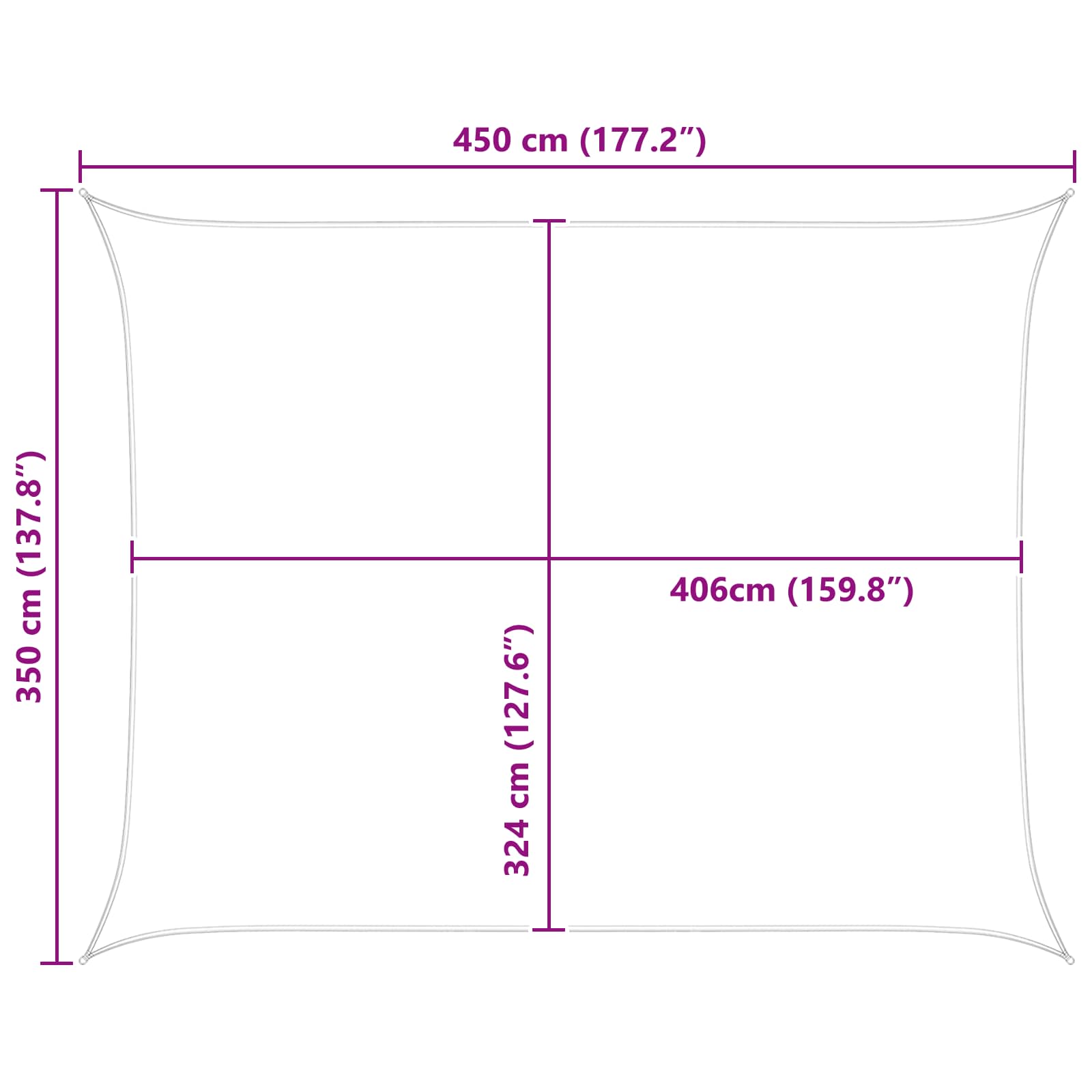 Jedro za sunce Svijetlo siva i bijela. 4,5 x 3,5 m