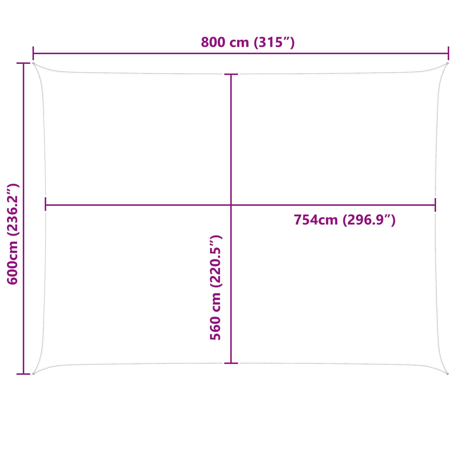 Jedro za sunce Svijetlo siva i bijela. 8 x 6 m