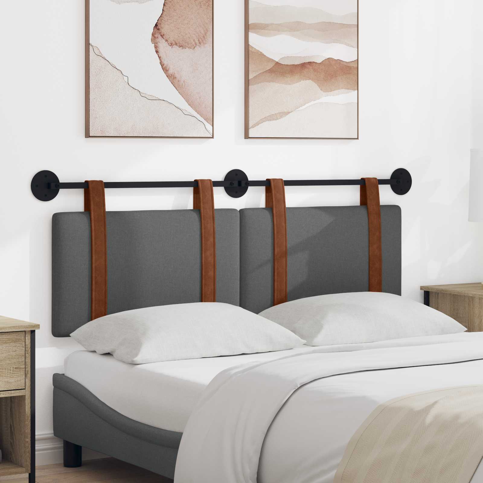 Držeće uzglavlje Zidne Tamno siva 130 x 55 x 5 cm Antikni PU