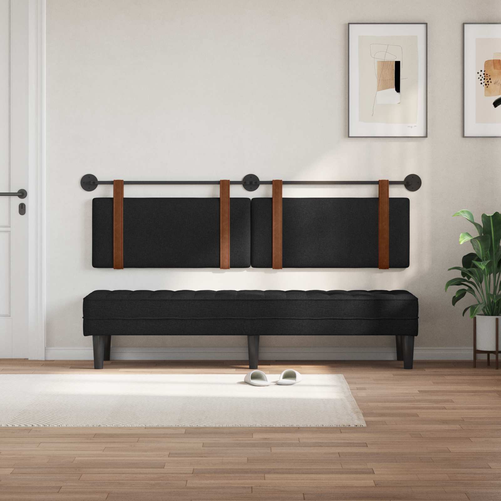 Držeće uzglavlje Zidne Crna 190 x 55 x 5 cm Antikni PU