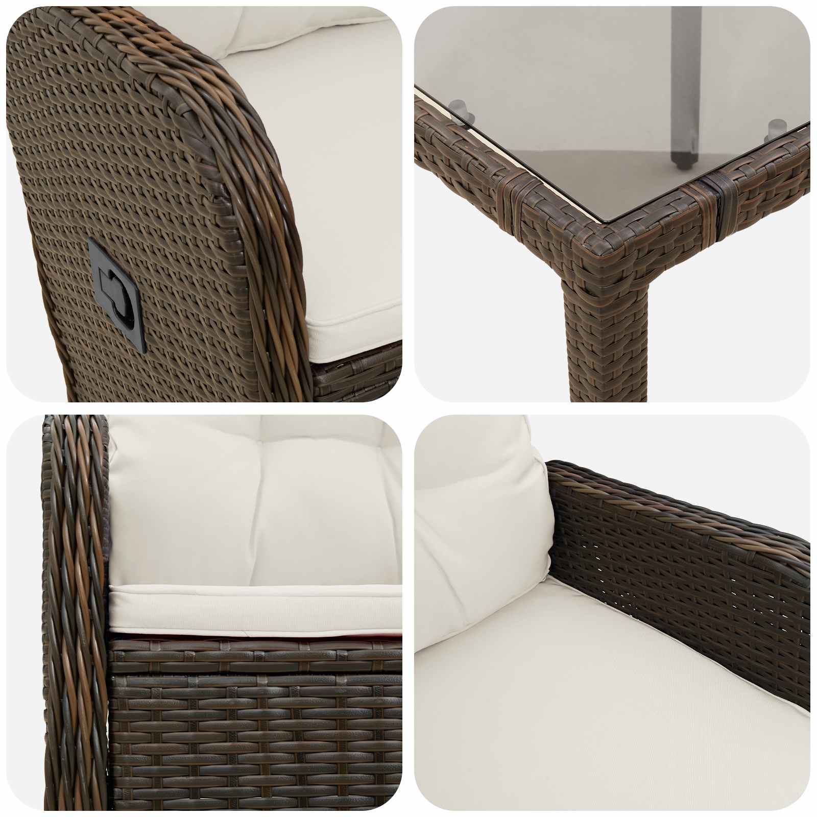 Vanjski set za objedovanje 3 pcs Smeđa i krem bijela