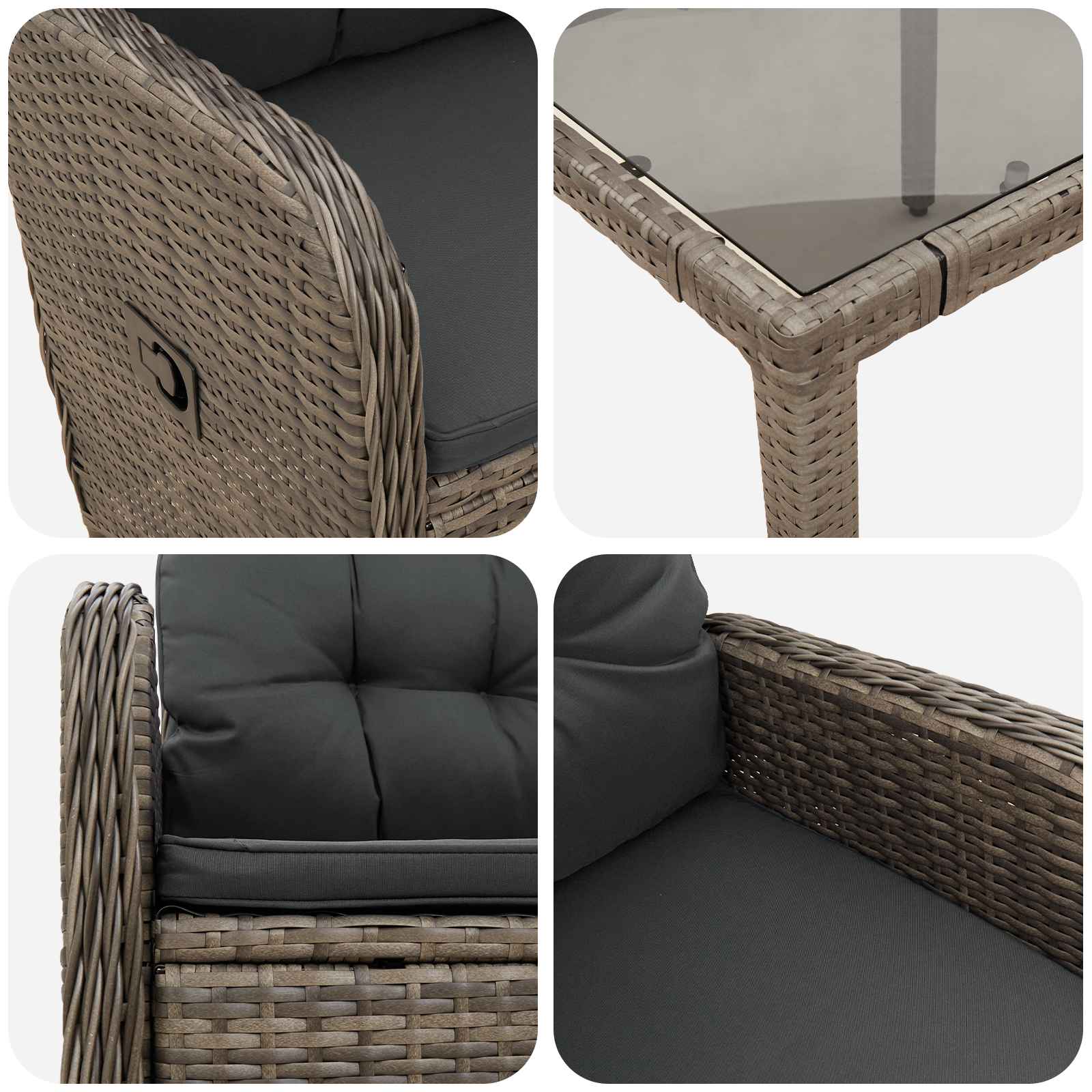 Vanjski set za objedovanje 3 pcs Svijetlo siva i tamno siva