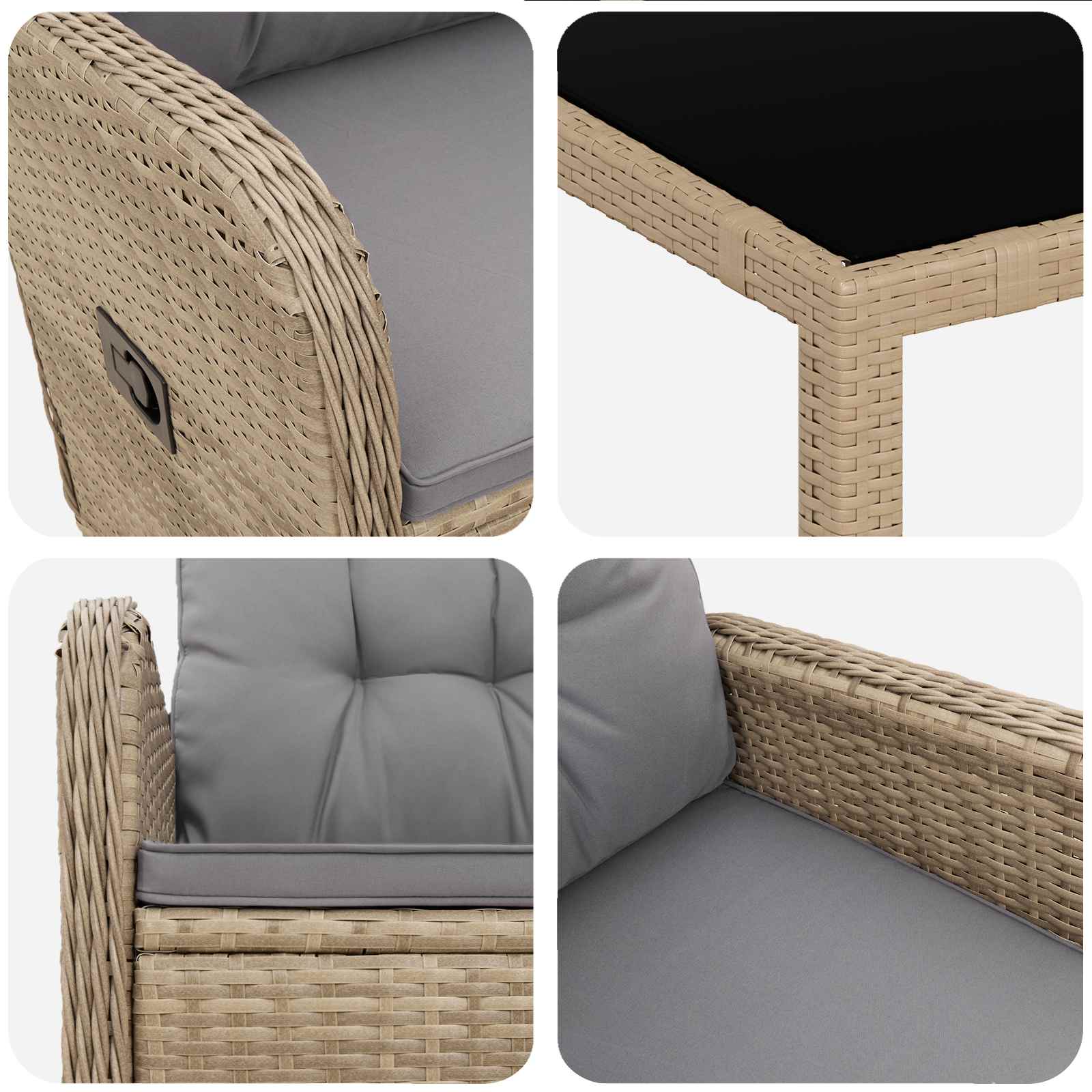 Vanjski set za objedovanje 9 pcs Bež i svijetlo siva