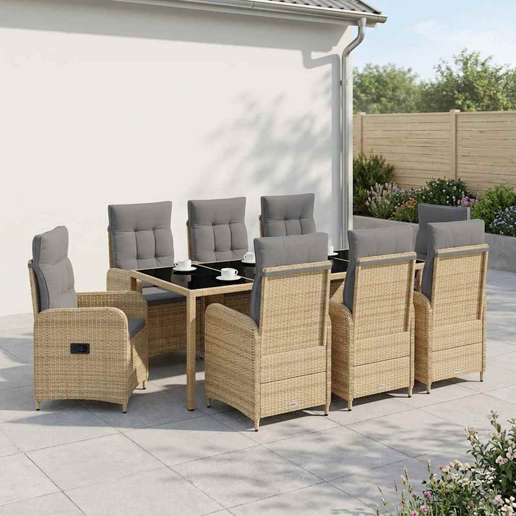 Vanjski set za objedovanje 9 pcs Bež i svijetlo siva